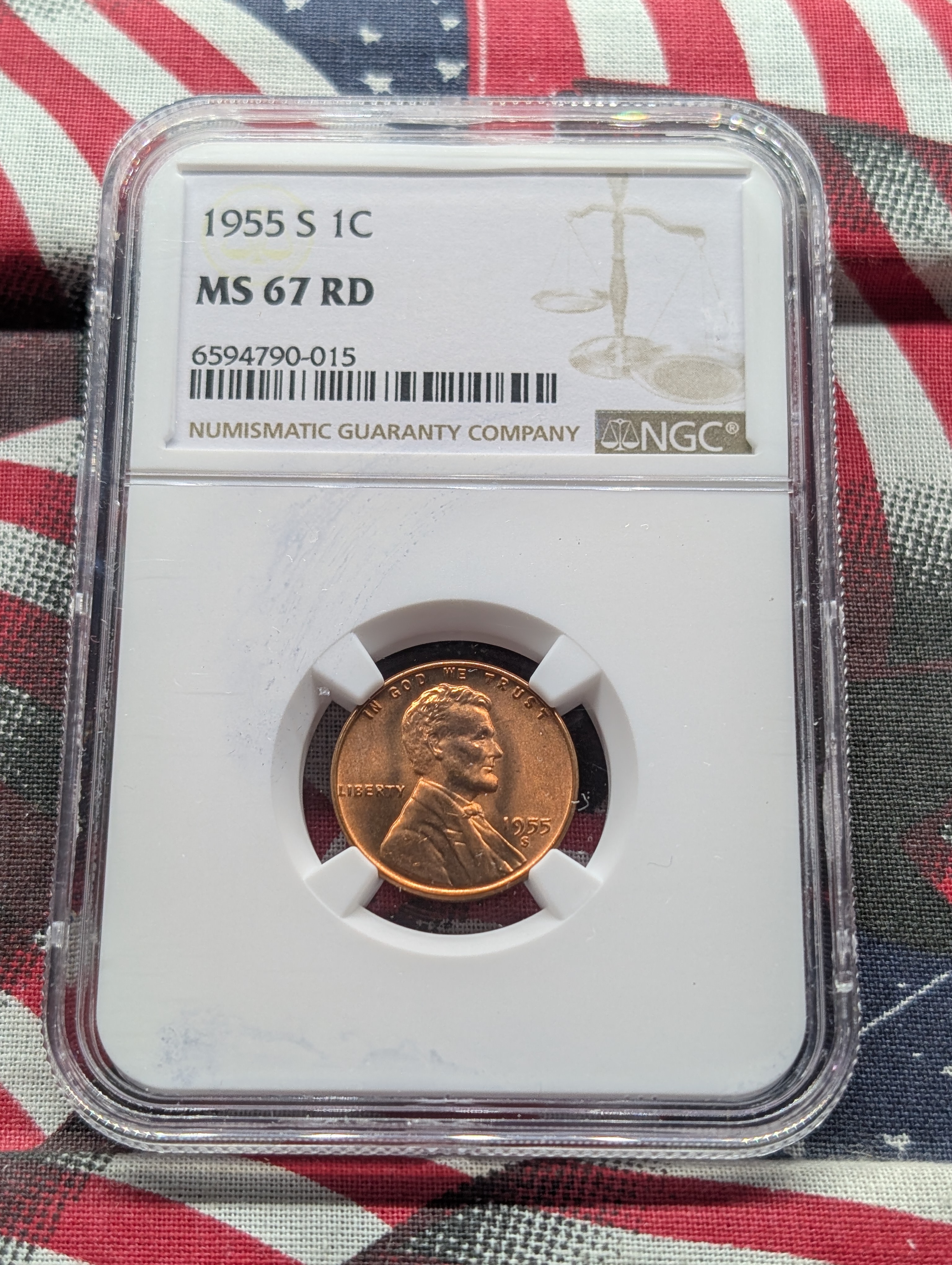1955-S Lincoln Wheat Cent NGC MS 67 RD