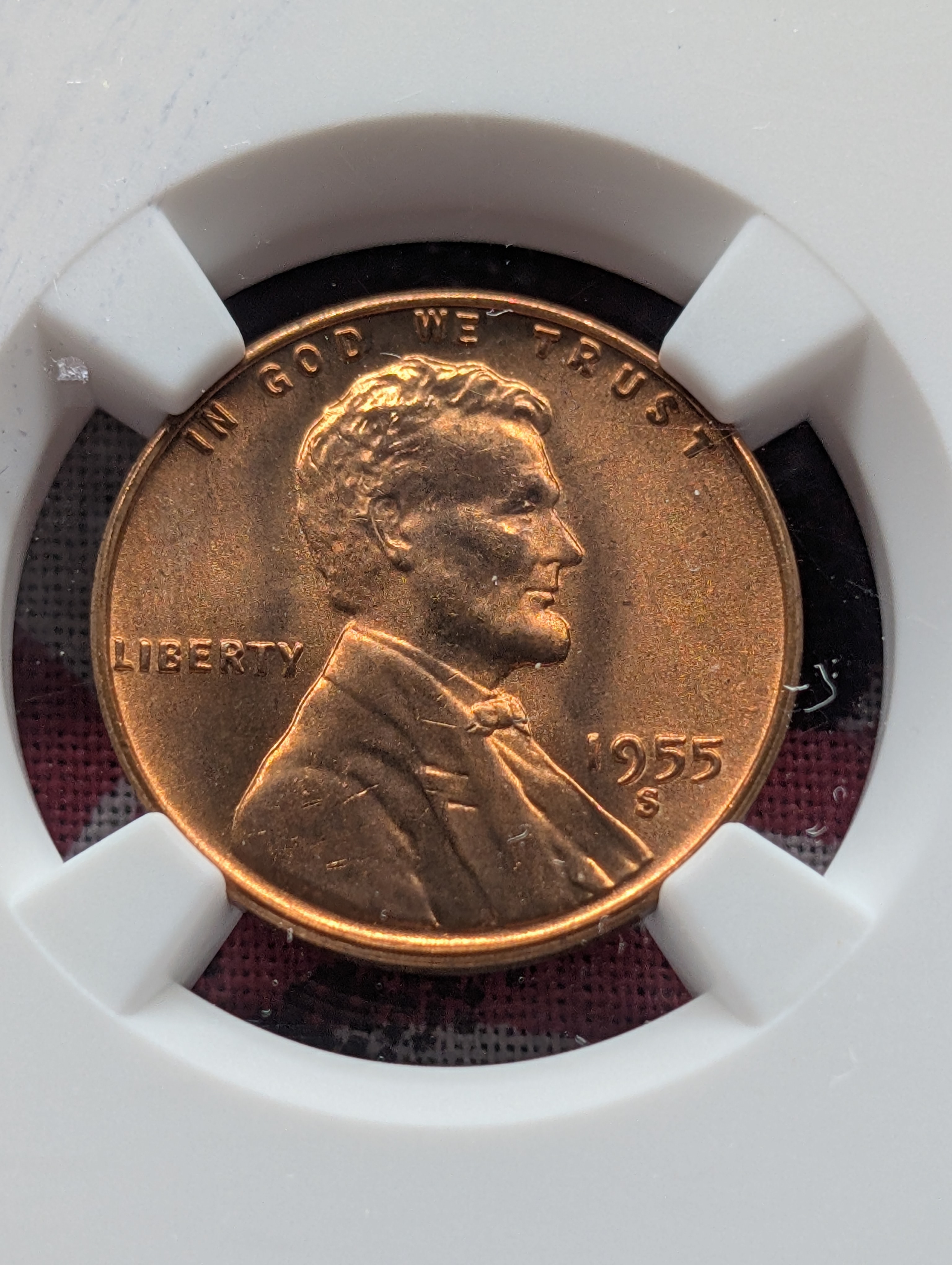 1955-S Lincoln Wheat Cent NGC MS 67 RD