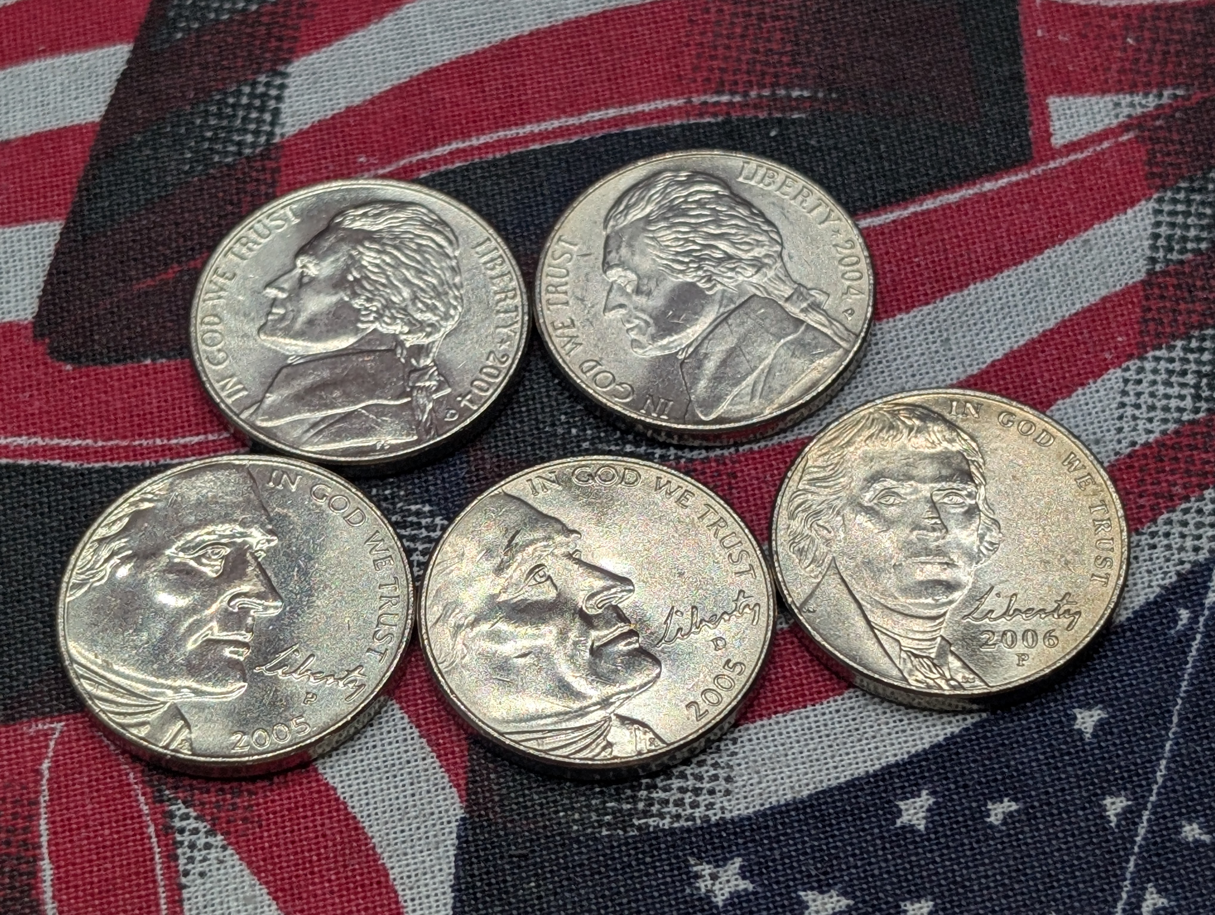 (10) Jefferson Westward Journey Nickels - 2004 P&D, 2005 P&D, 2006-P&D