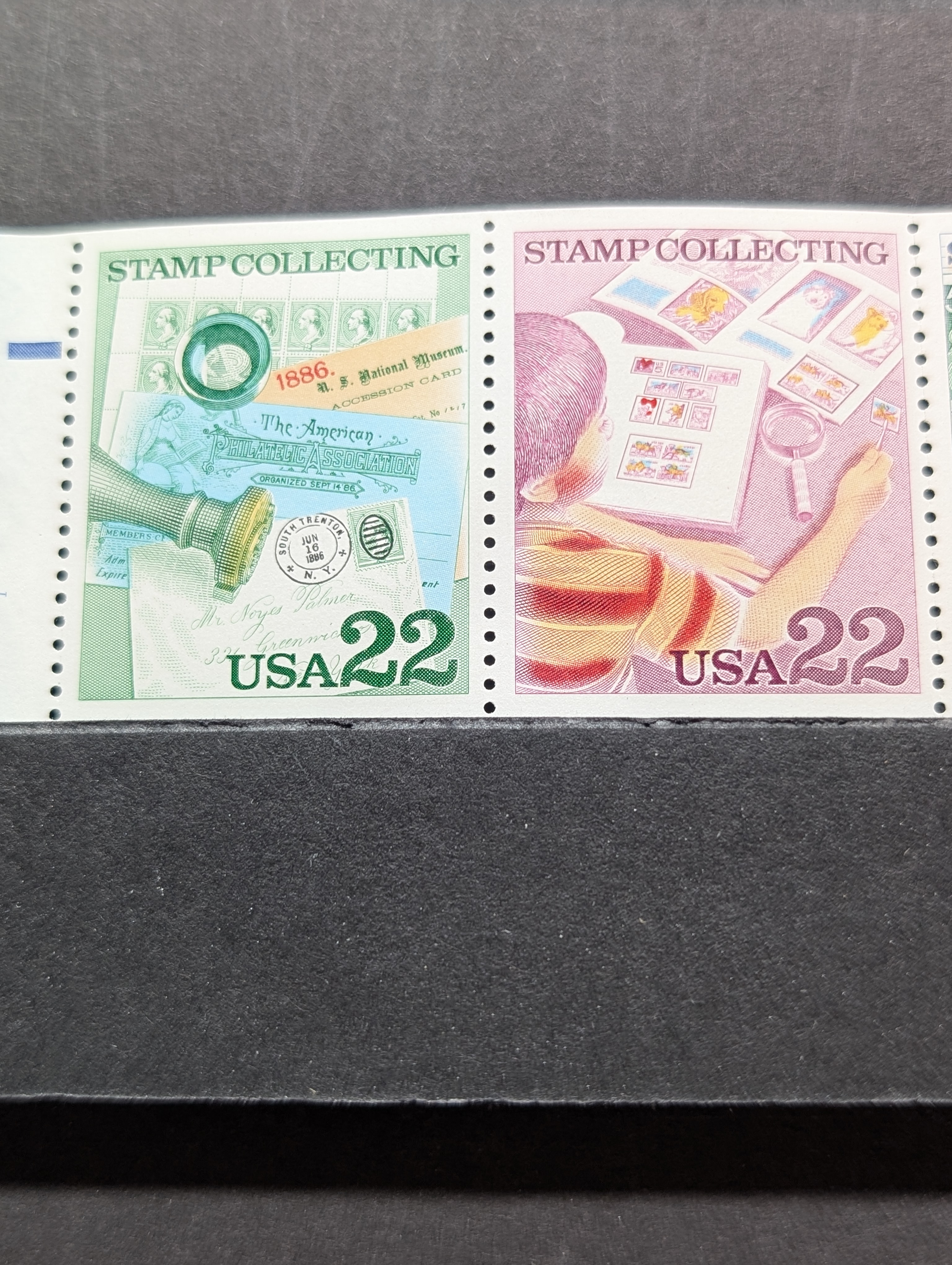 1986 U.S. Stamp Collecting Booklet Pane Of Stamps, All Mint, Original Gum, Never Hinged