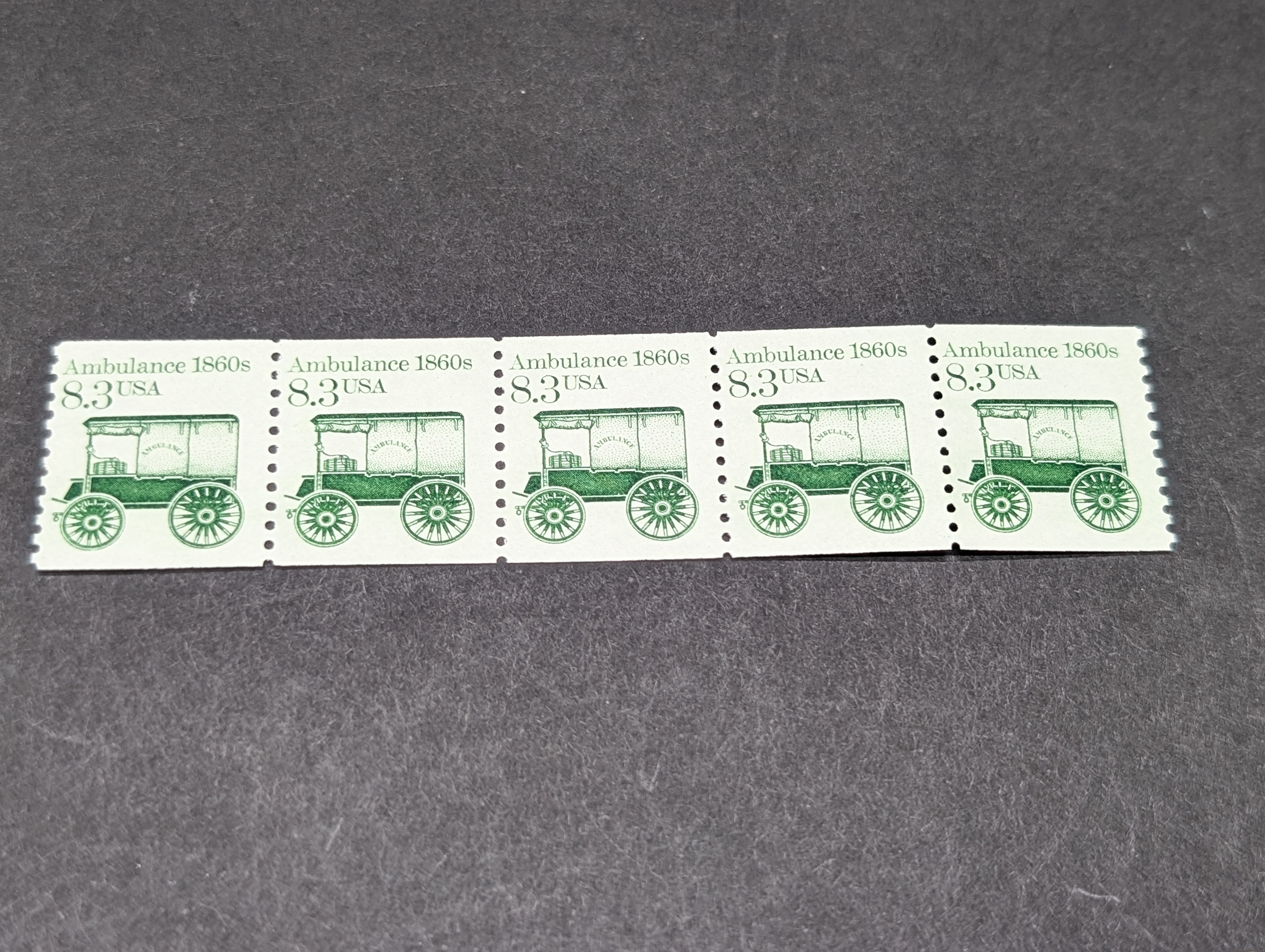 (5) Assorted U.S. Strip Sets Of Stamps, All Mint, Original Gum, Never Hinged