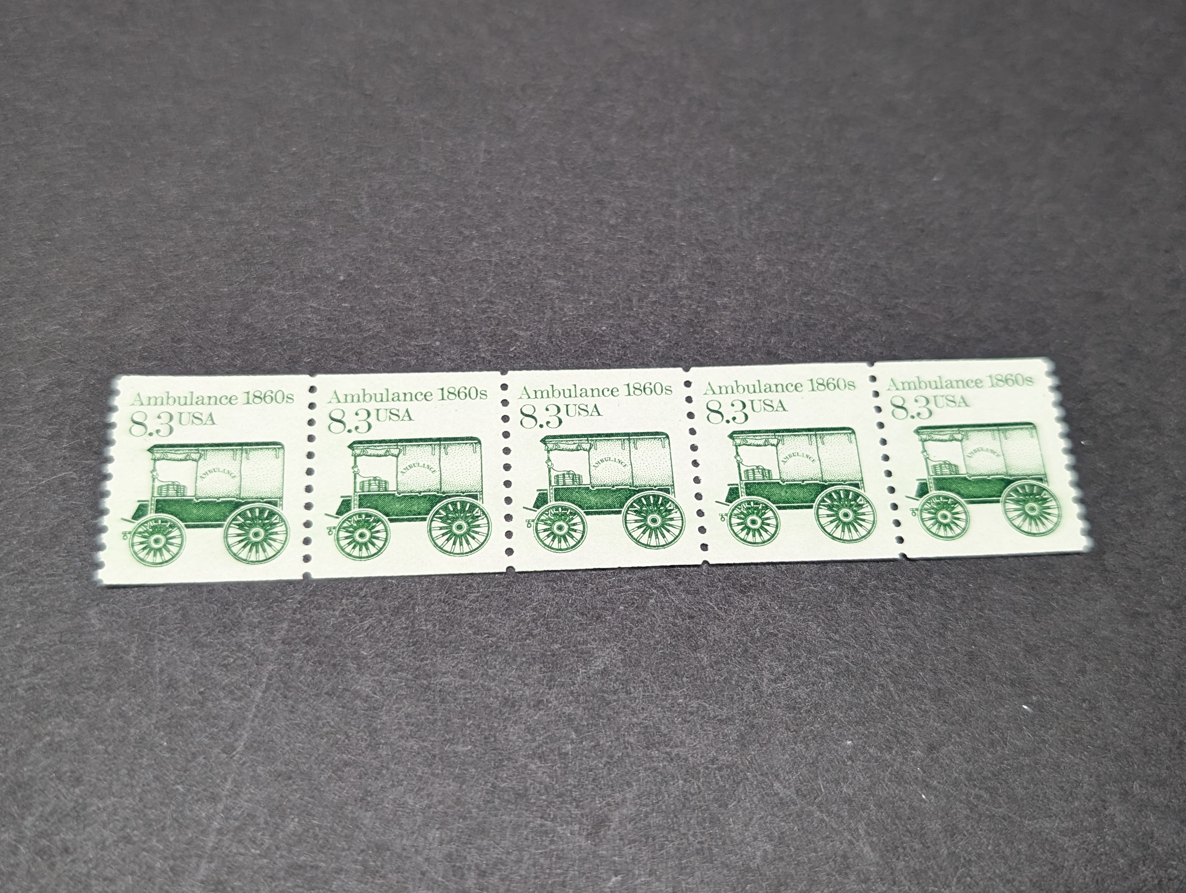 (5) Assorted U.S. Strip Sets Of Stamps, All Mint, Original Gum, Never Hinged