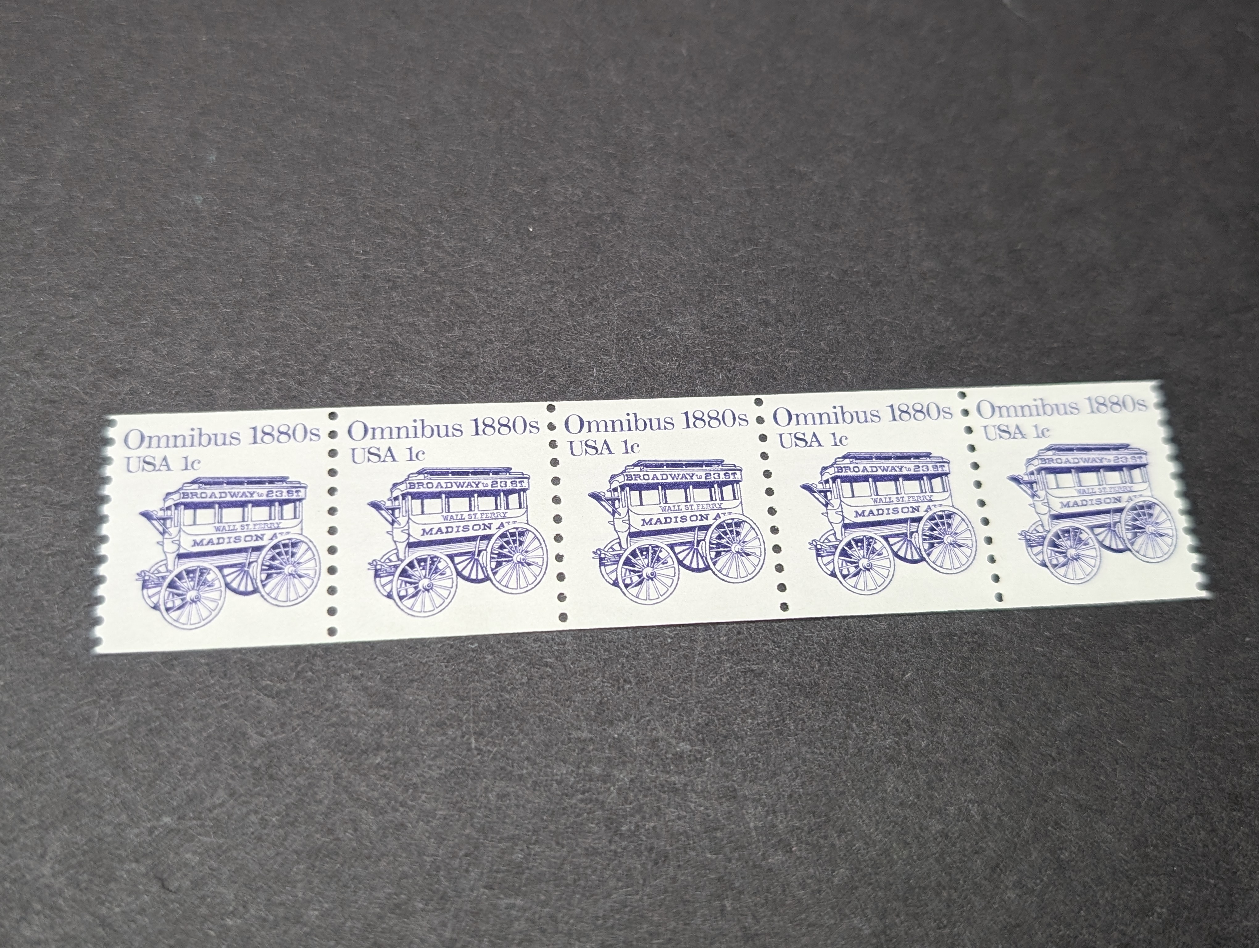 (5) Assorted U.S. Strip Sets Of Stamps, All Mint, Original Gum, Never Hinged