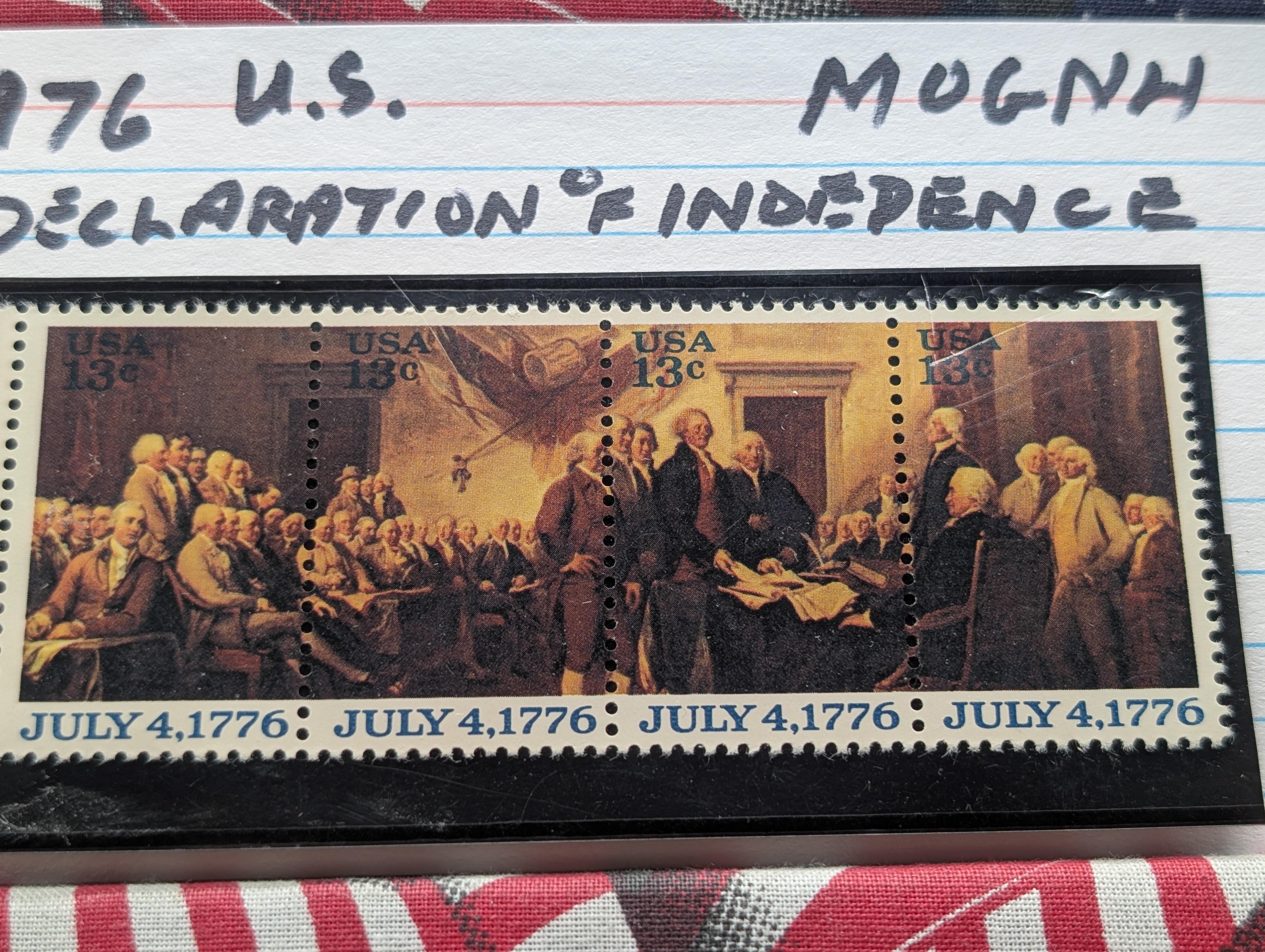 1976 U.S. Declaration Of Independence Stamps, Mint, Original Gum, Never Hinged