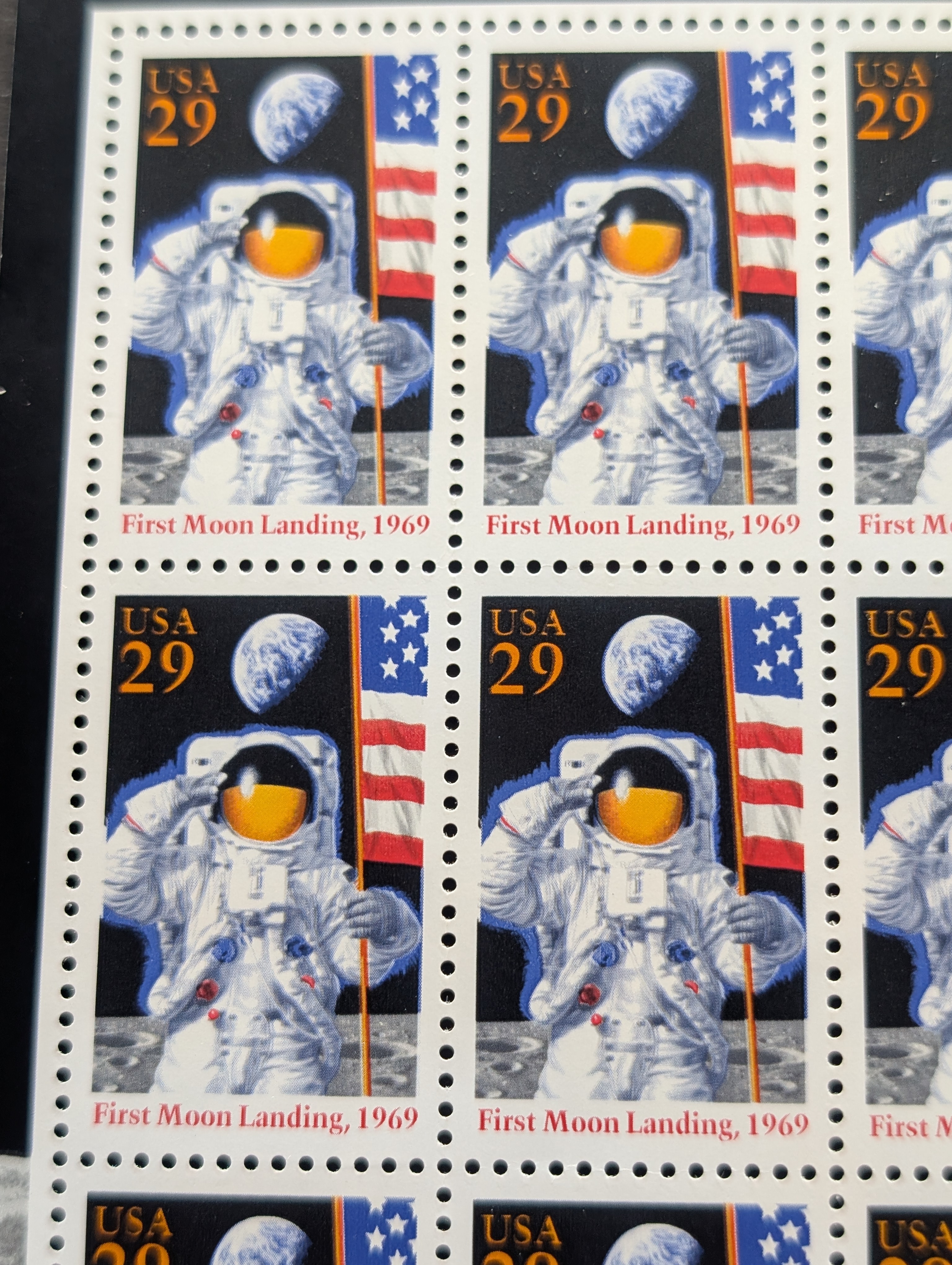 1994 25th Anniversary Of The First Moon Landing Stamp Sheet, Mint, Original Gum, Never Hinged