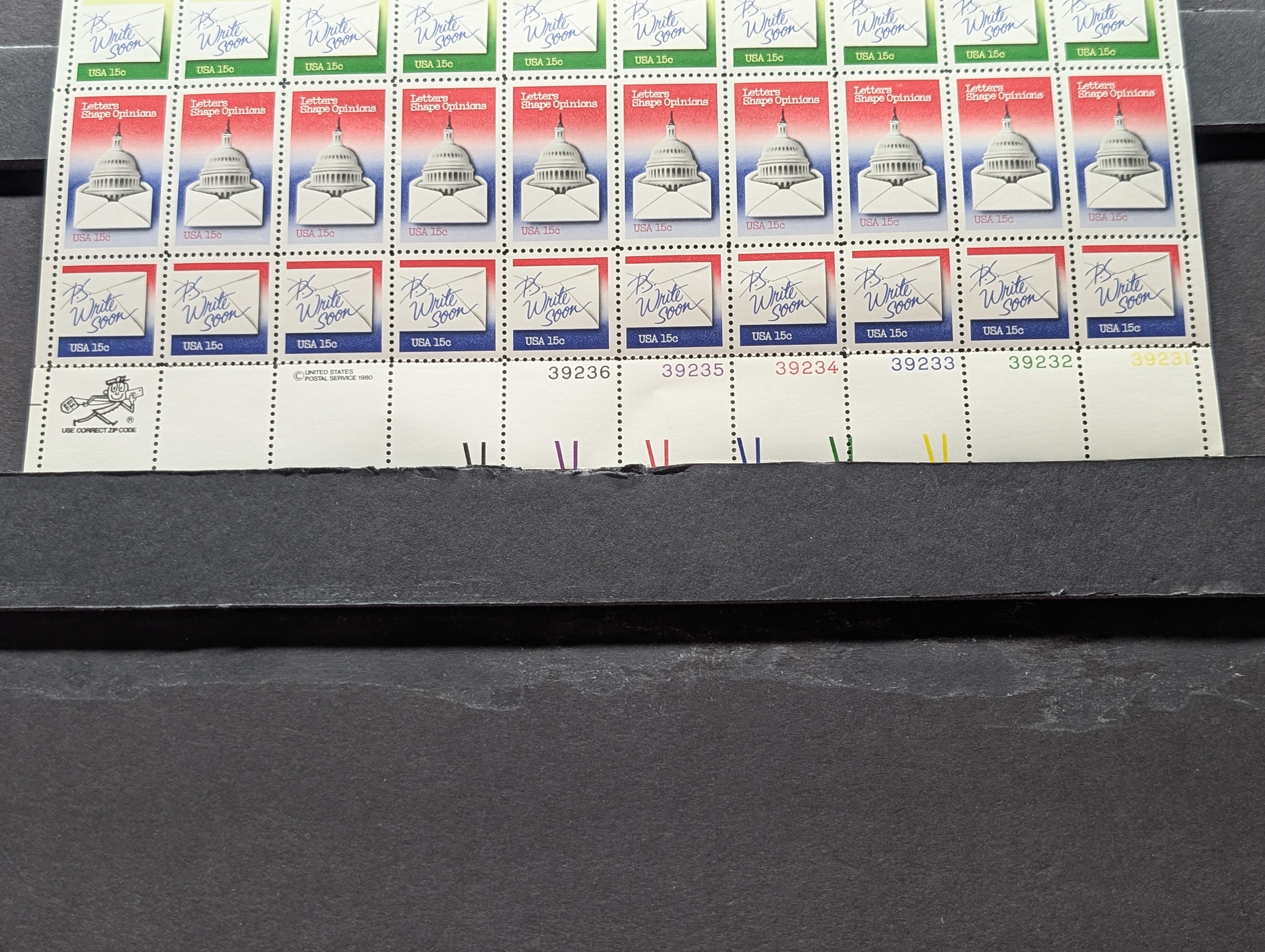 1980 Commemoratives Stamp Sheet, Mint, Original Gum, Never Hinged