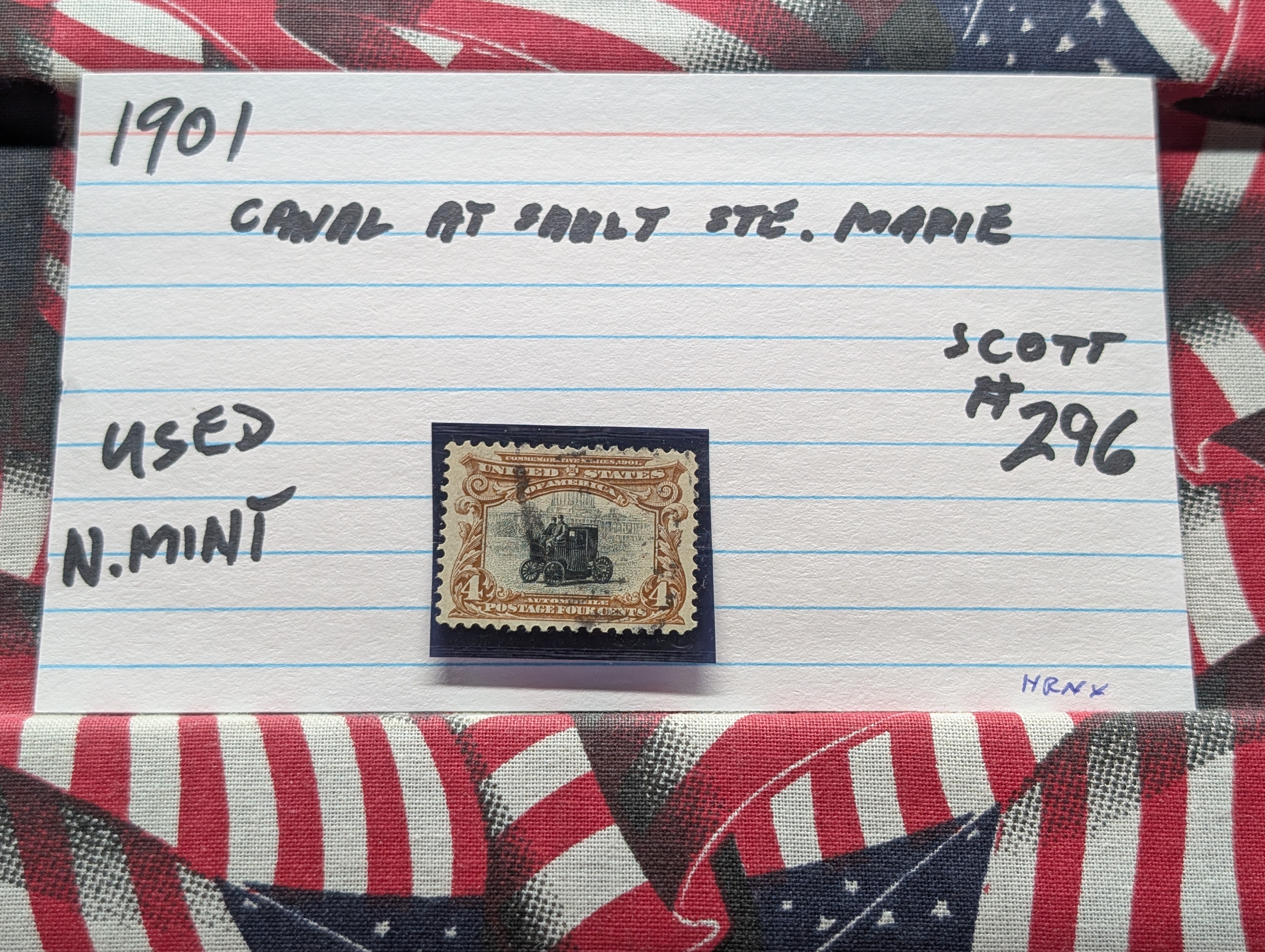 1901 Automobile 4 Cent Stamp, Scott # 296, Used