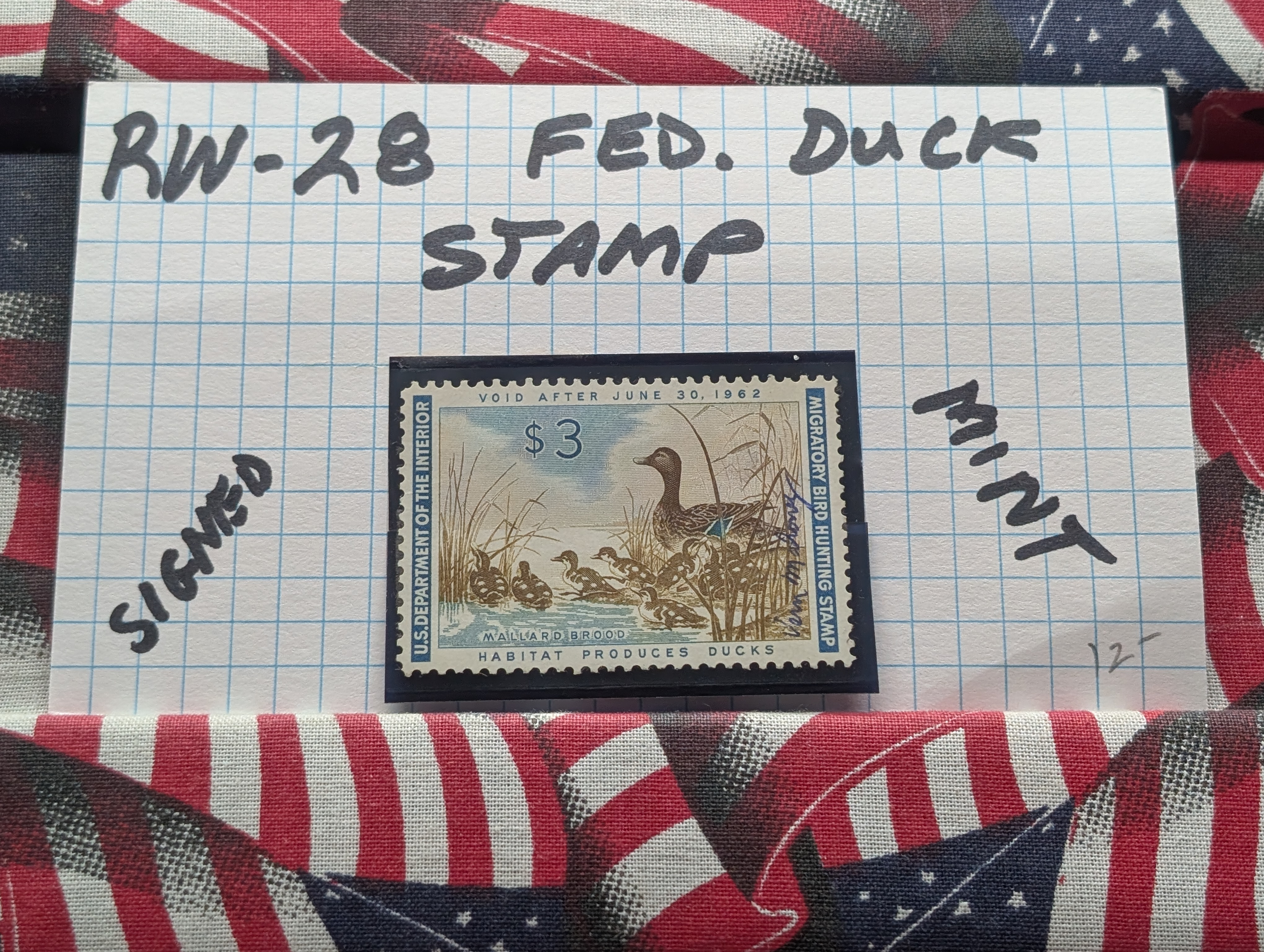 1961 Dept. Of Interior Federal Duck Stamp, RW-28, Signed