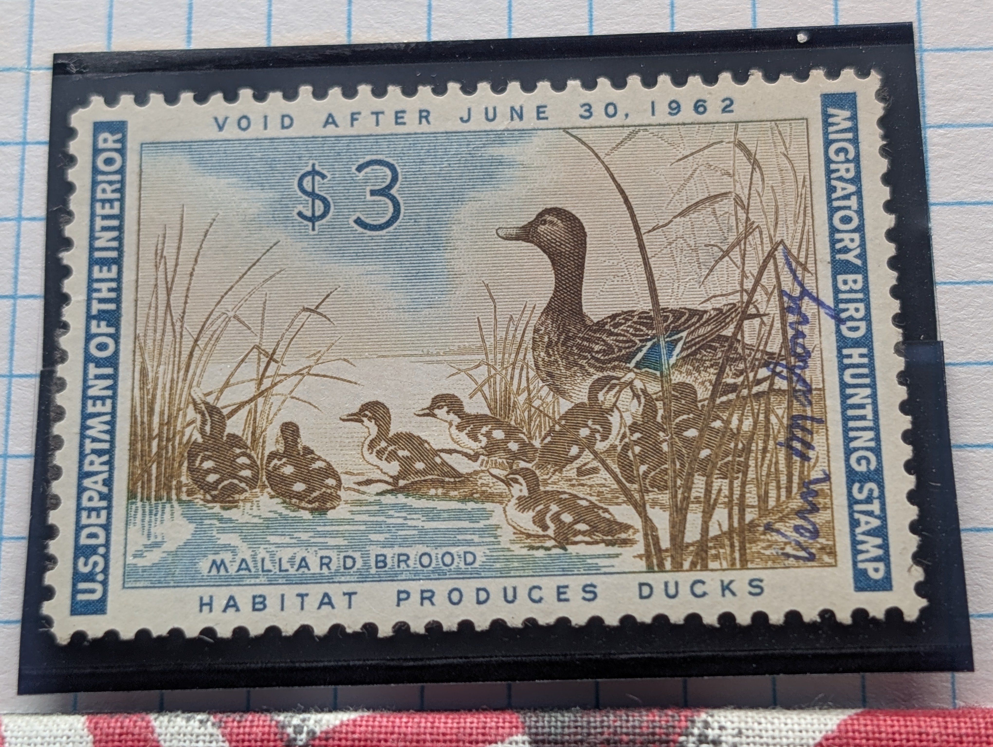 1961 Dept. Of Interior Federal Duck Stamp, RW-28, Signed