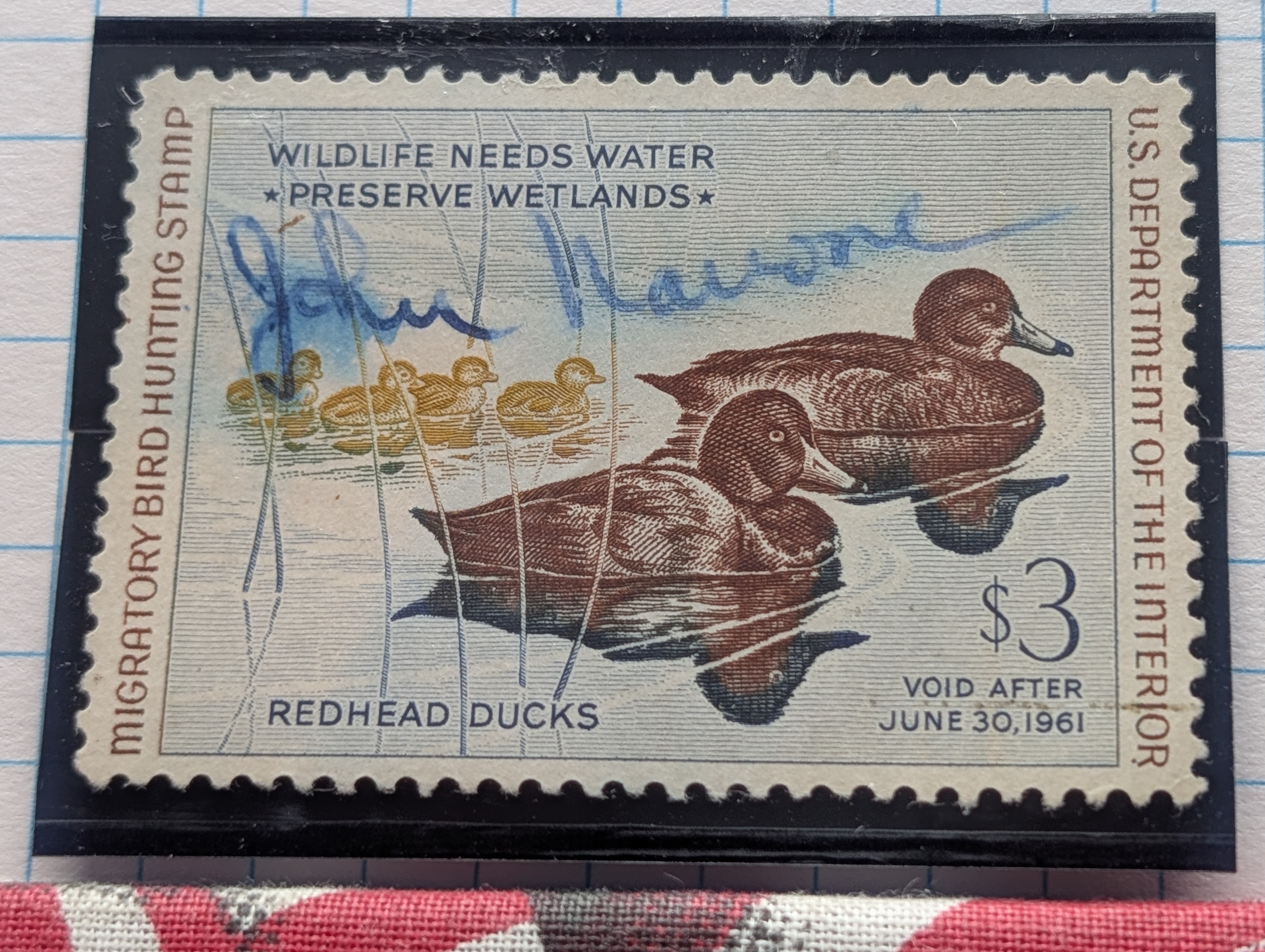 1960 Dept. Of Interior Federal Duck Stamp, RW-27, Signed