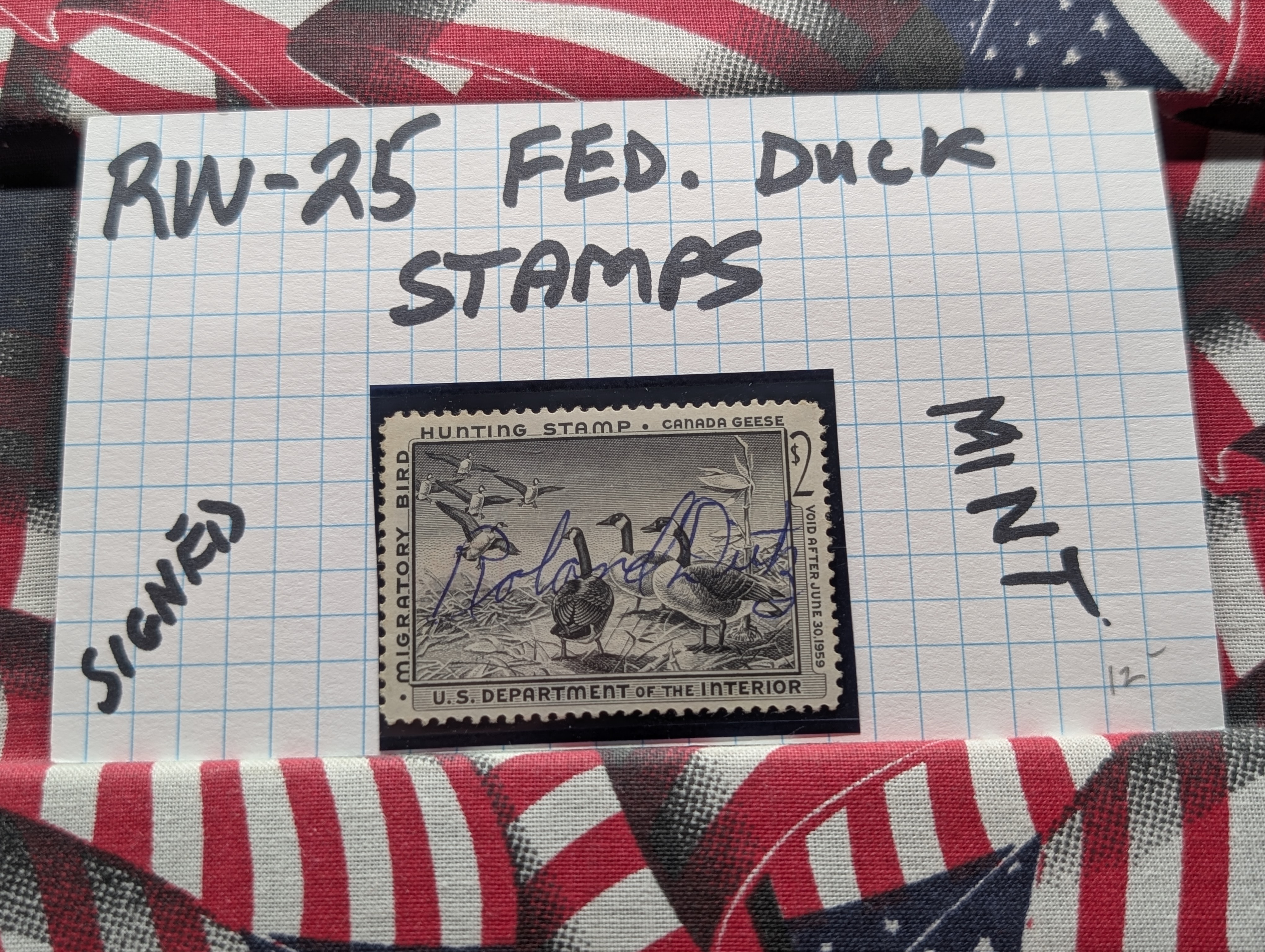 1958 Dept. Of Interior Federal Duck Stamp, RW-25, Signed