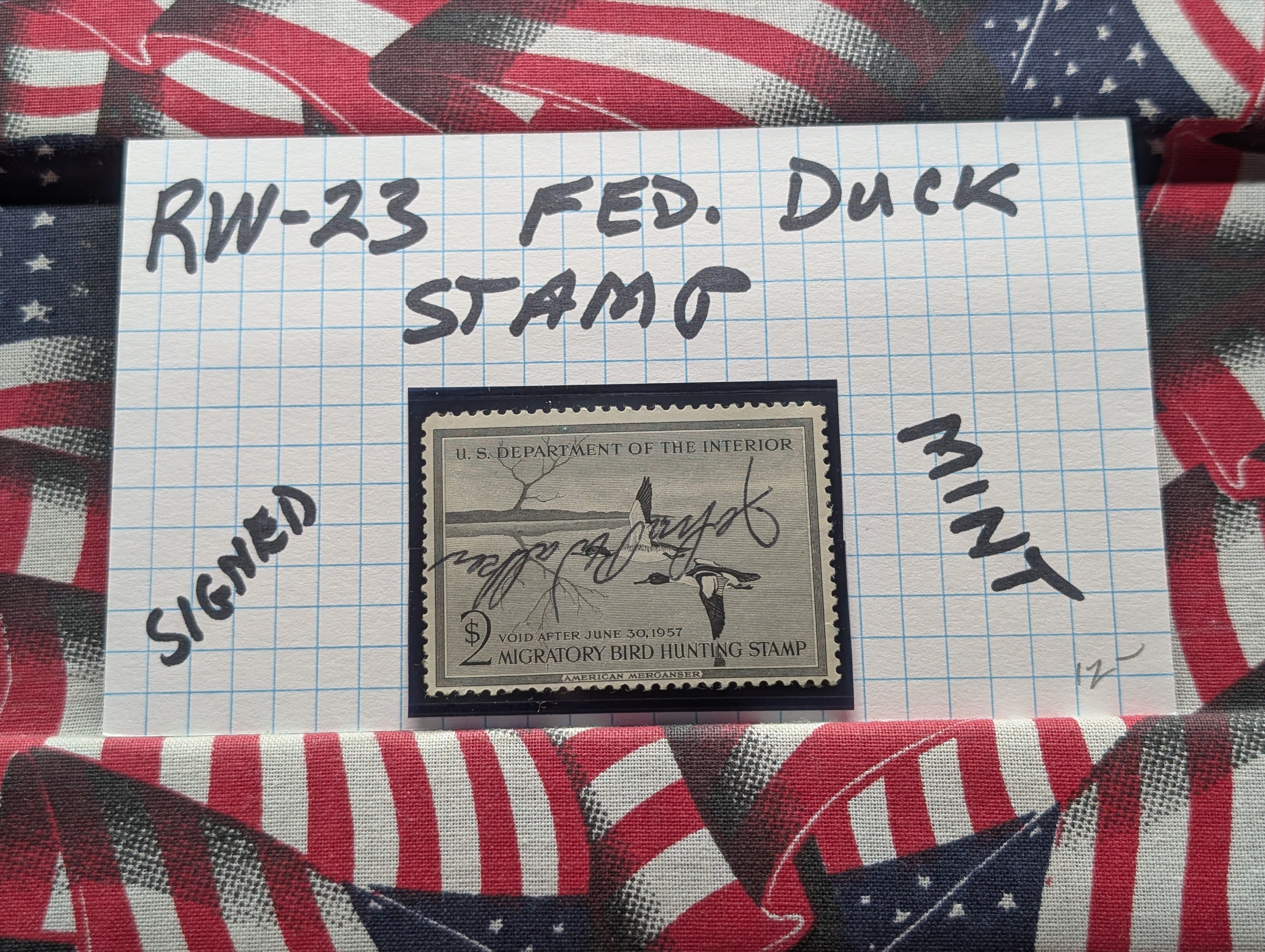 1956 Dept. Of Interior Federal Duck Stamp, RW-23, Signed