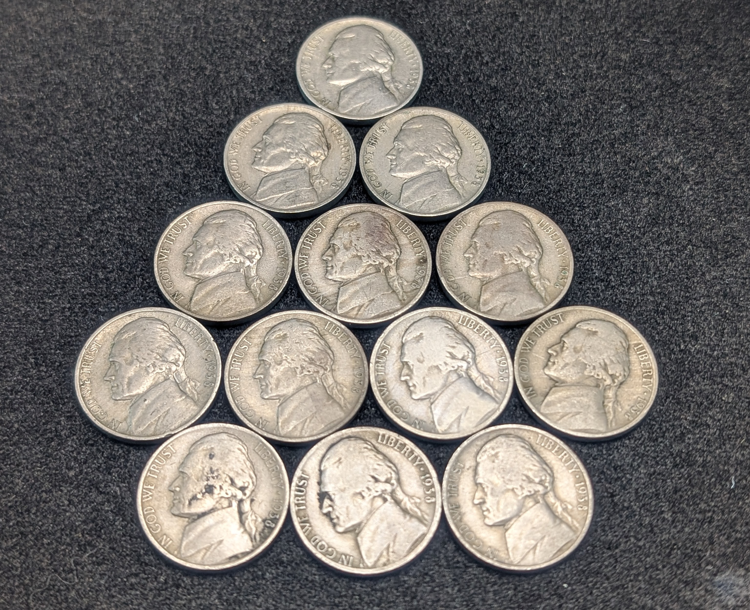 (8) 1938-D and (5) 1938-S Jefferson Nickels