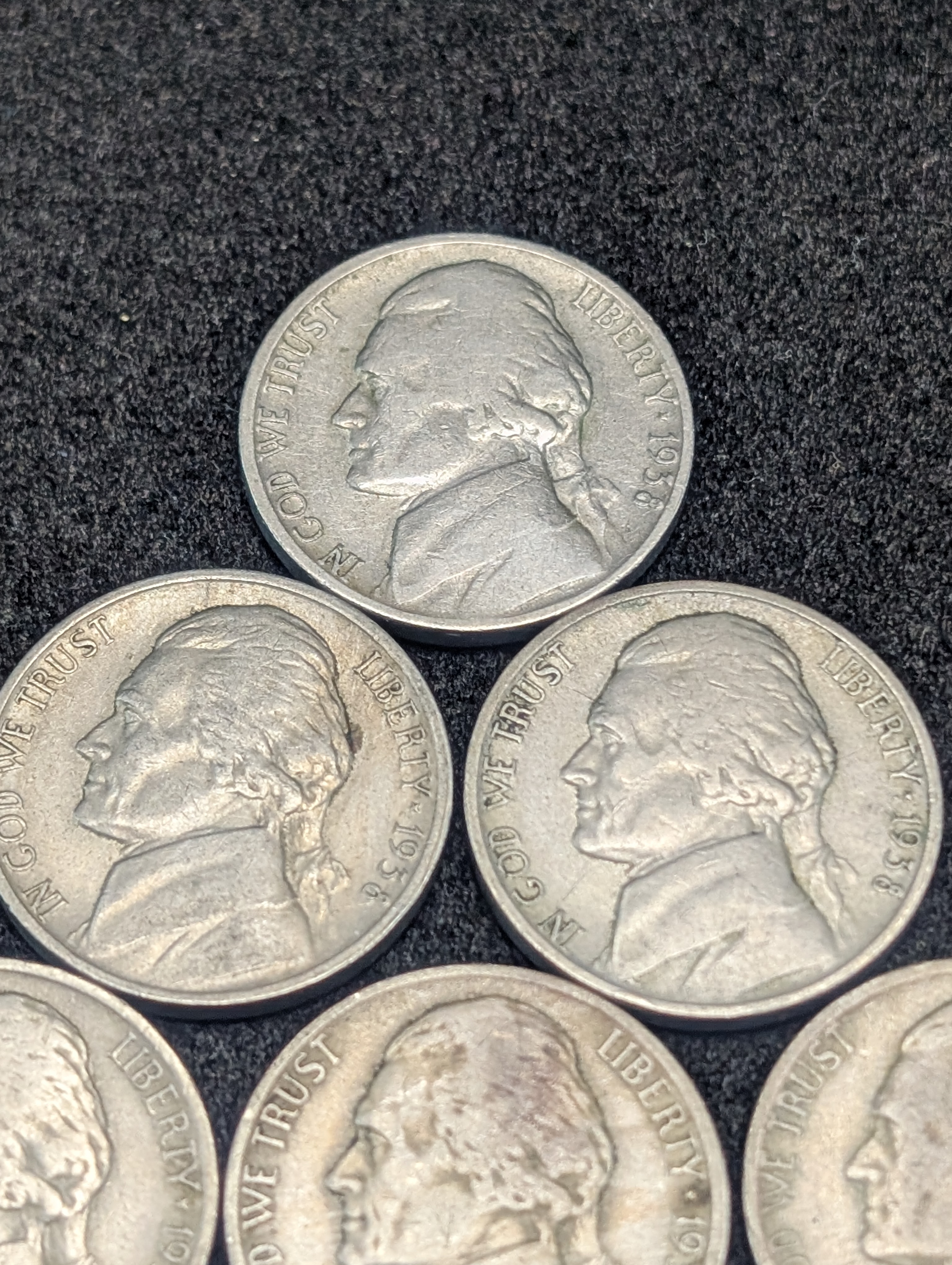(8) 1938-D and (5) 1938-S Jefferson Nickels