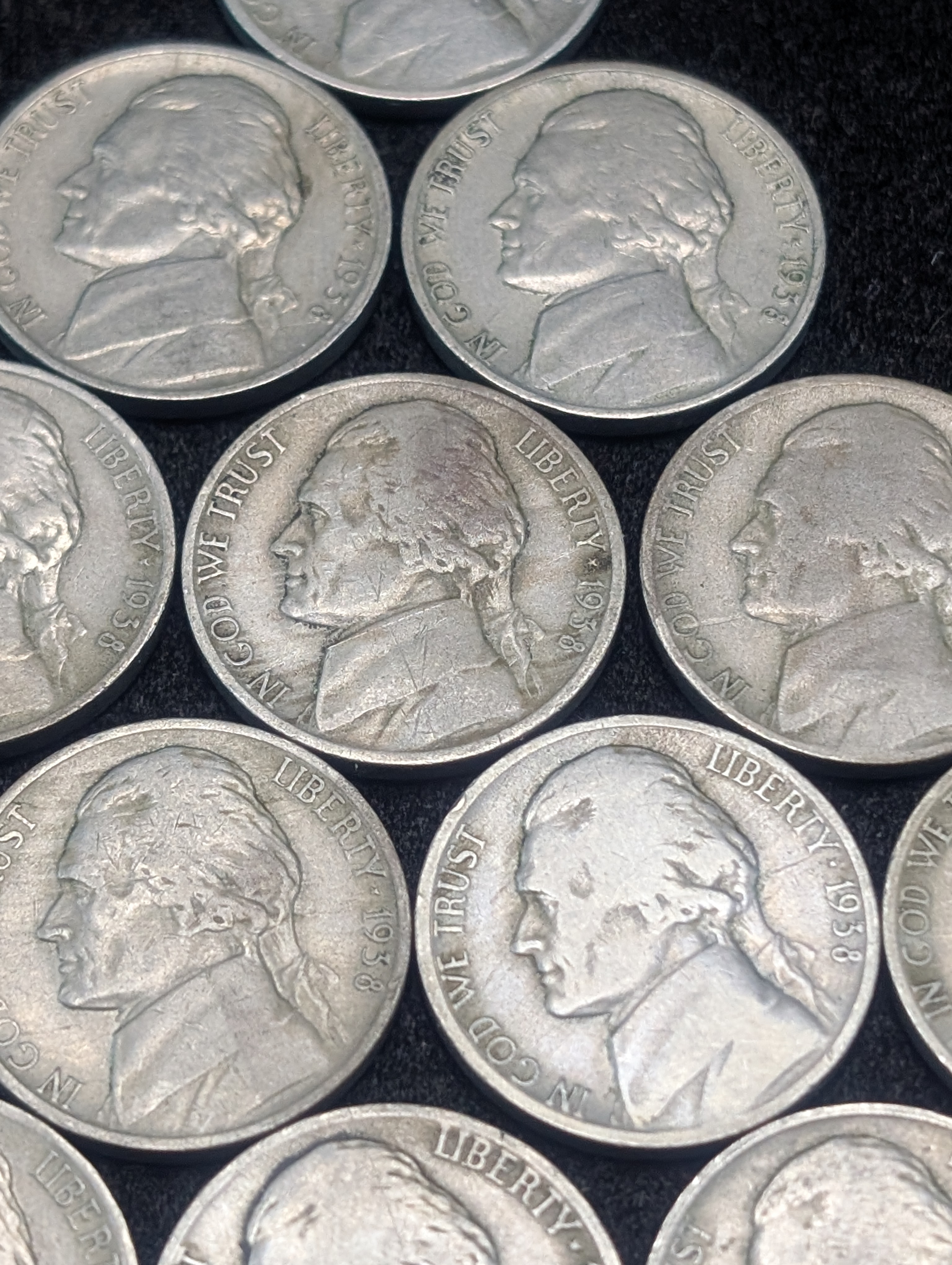 (8) 1938-D and (5) 1938-S Jefferson Nickels