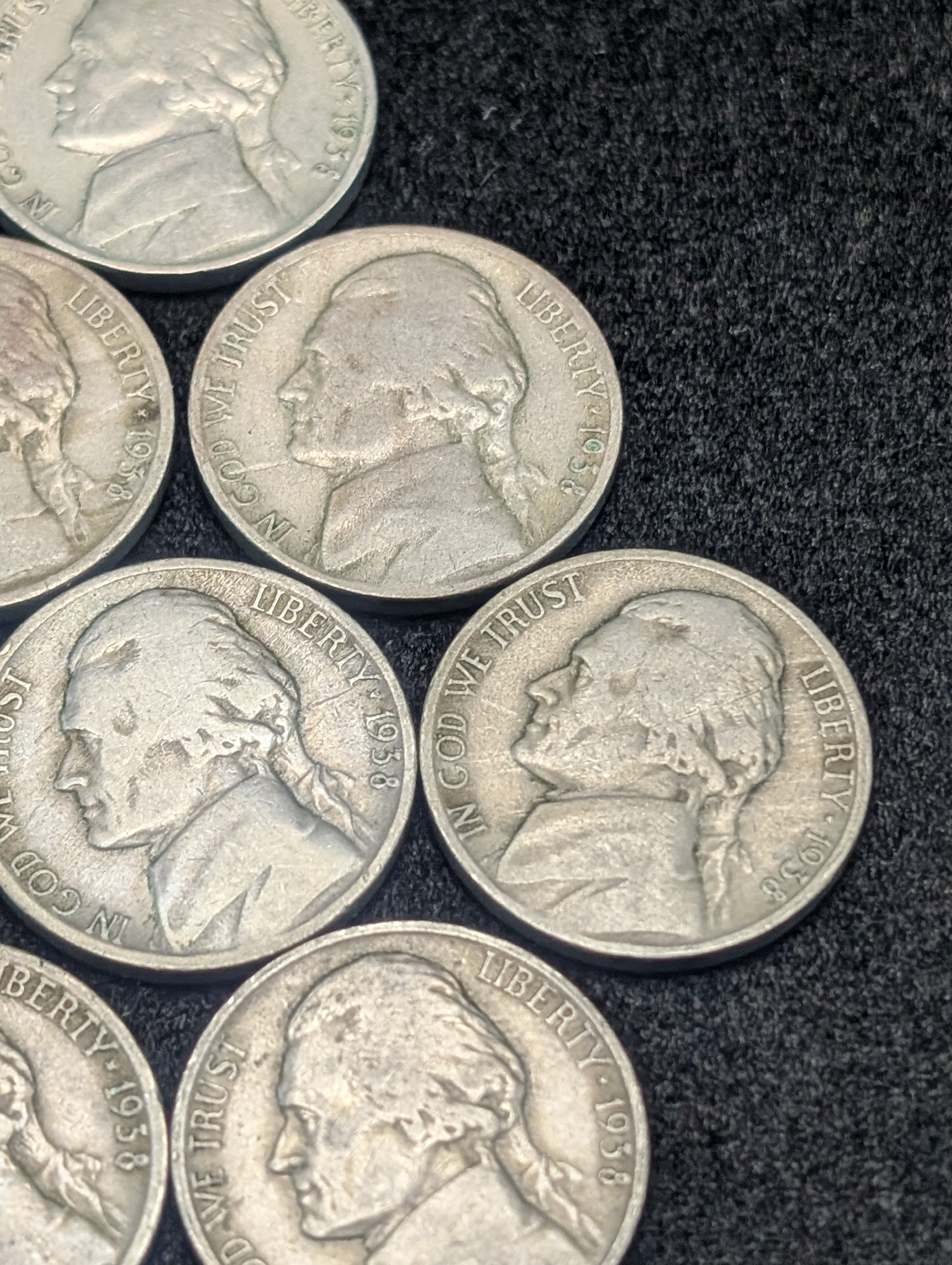 (8) 1938-D and (5) 1938-S Jefferson Nickels