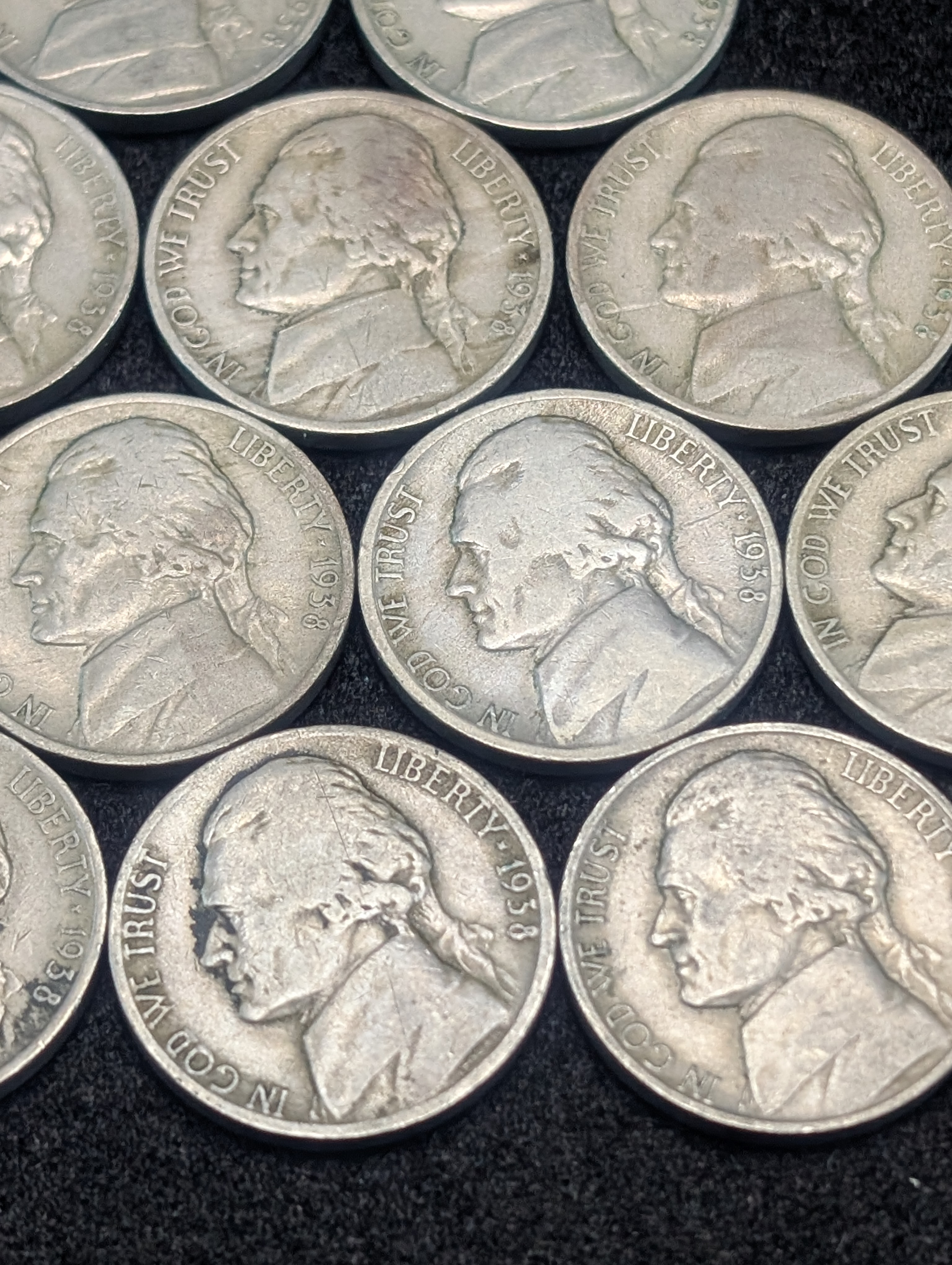 (8) 1938-D and (5) 1938-S Jefferson Nickels