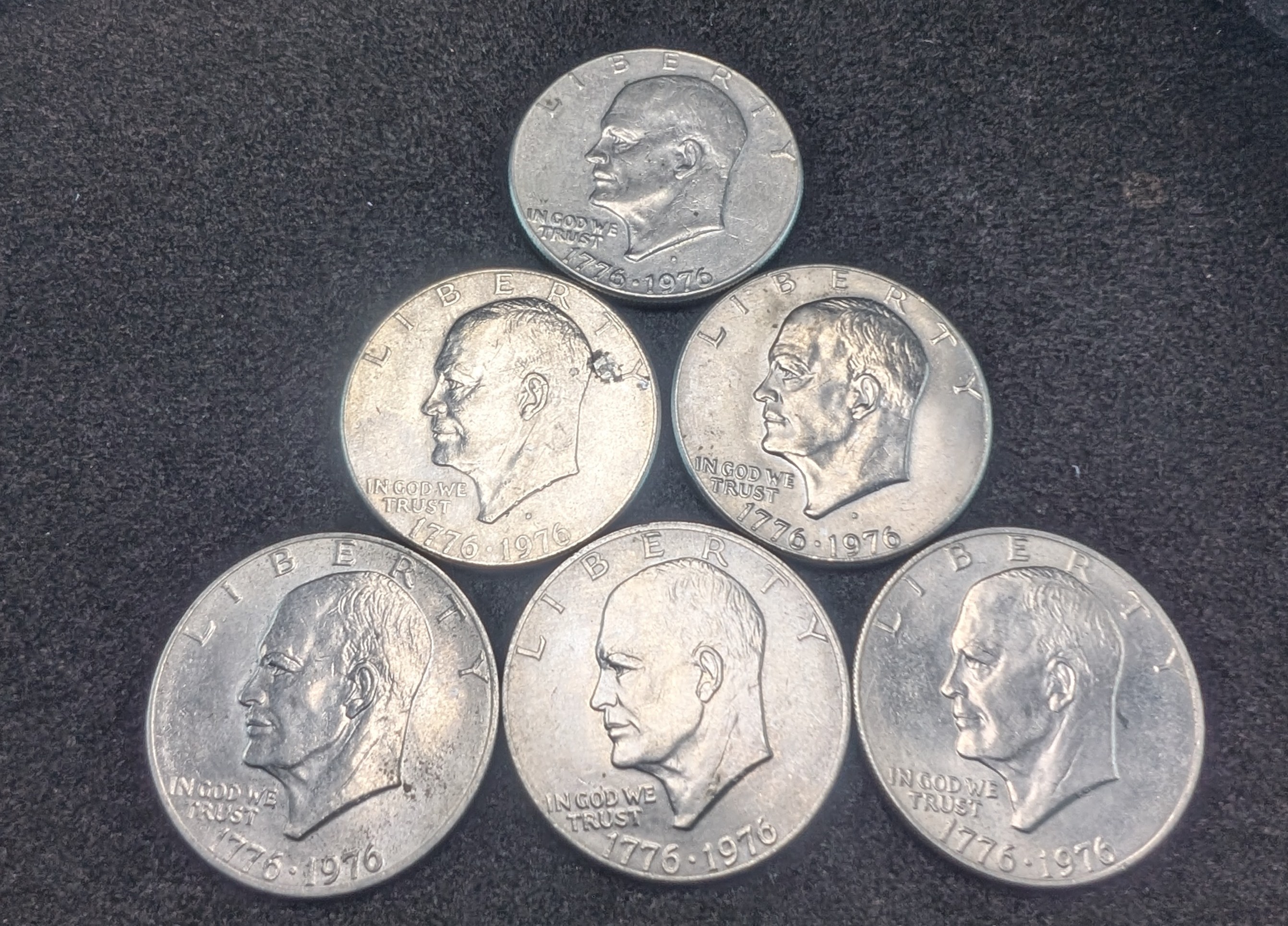 (3) 1976-P and (3) 1976-D Bicentennial Eisenhower Dollars