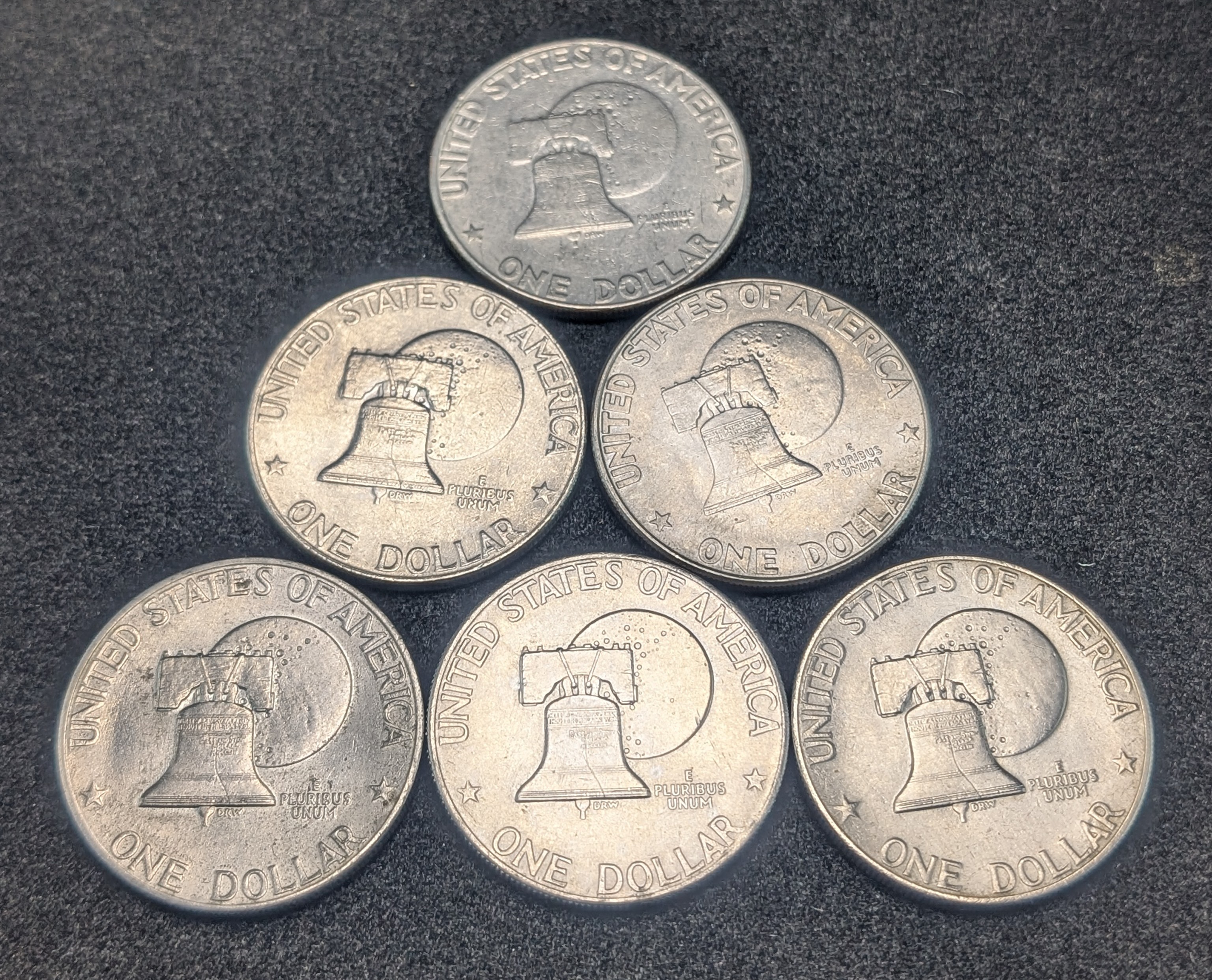 (3) 1976-P and (3) 1976-D Bicentennial Eisenhower Dollars