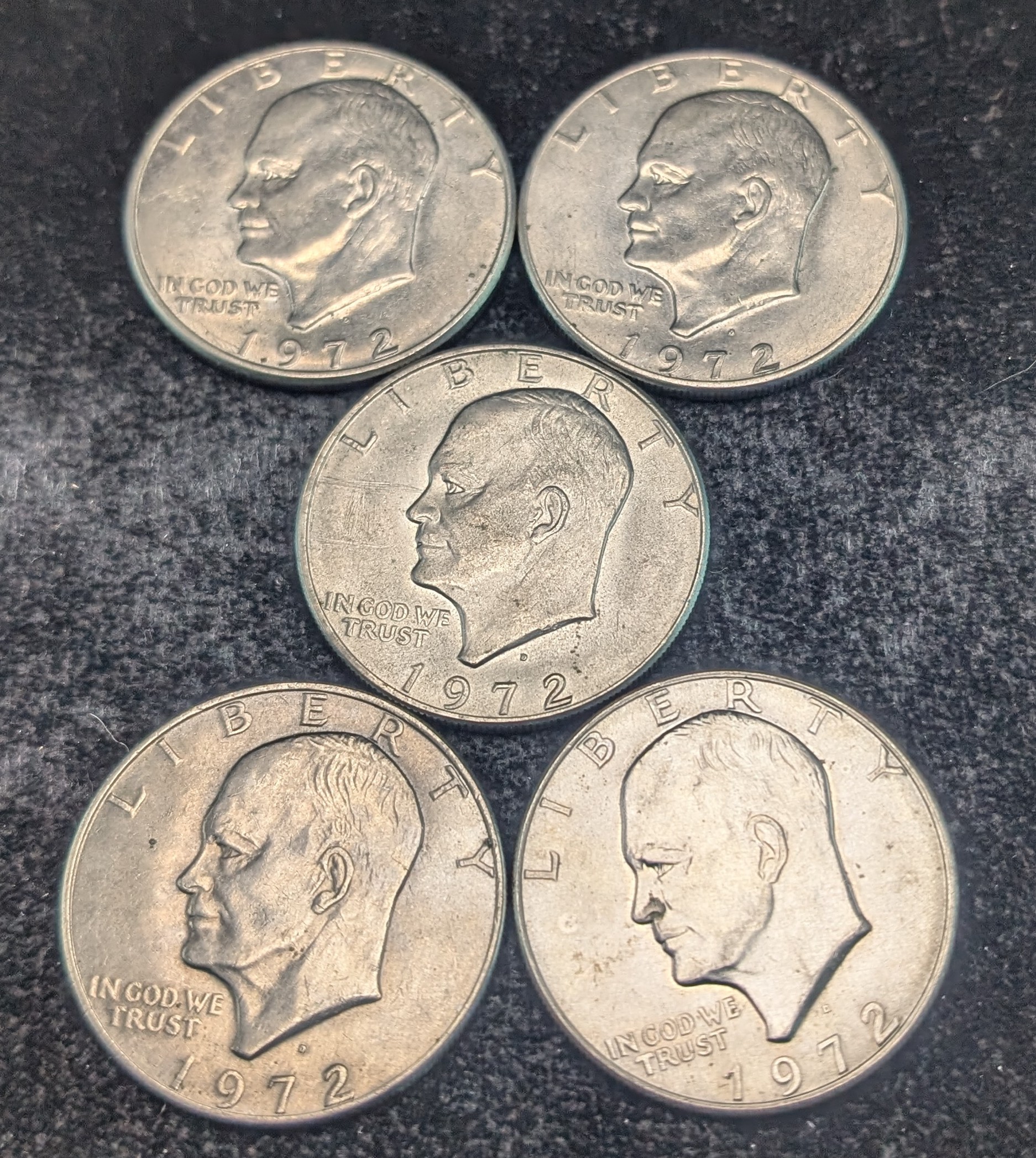 (5) 1972-D Eisenhower Dollars