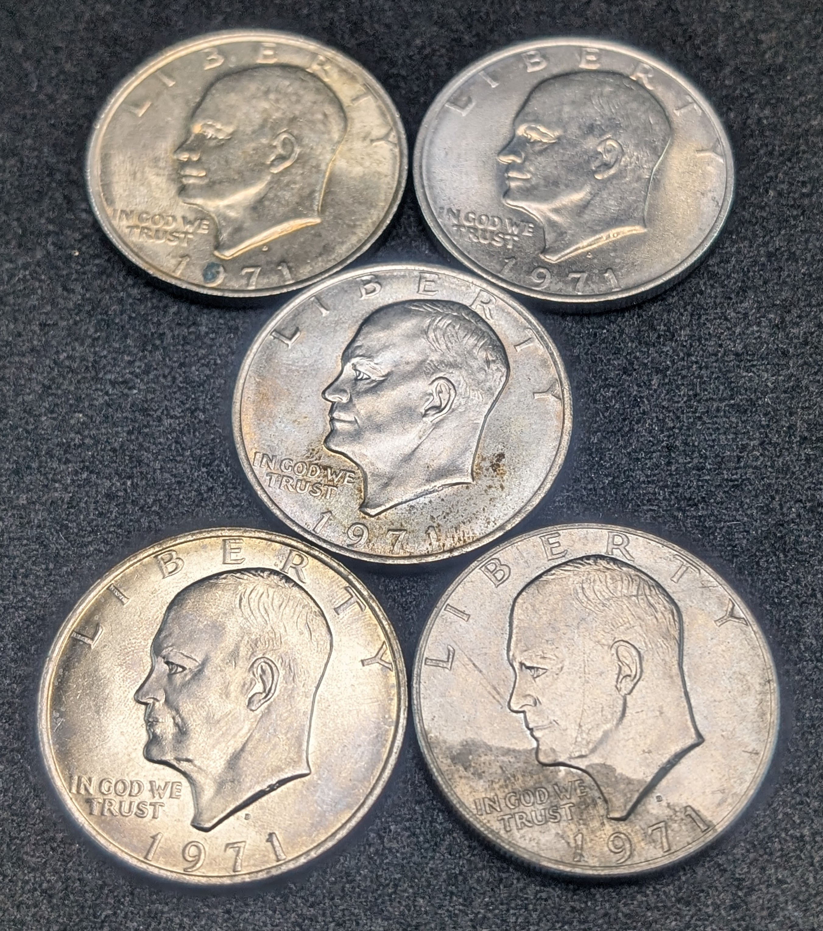 (5) 1971-D Eisenhower Dollars