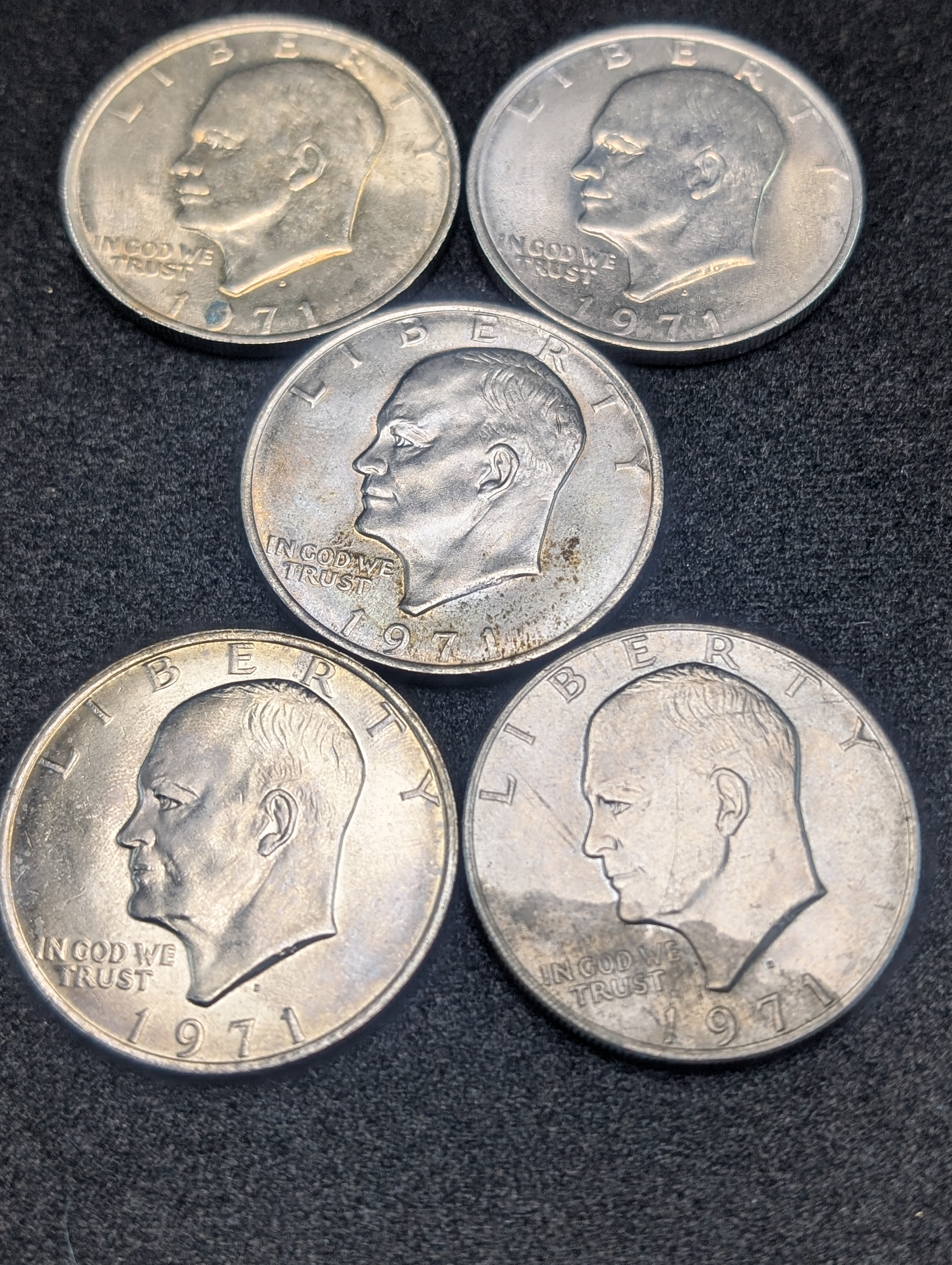 (5) 1971-D Eisenhower Dollars