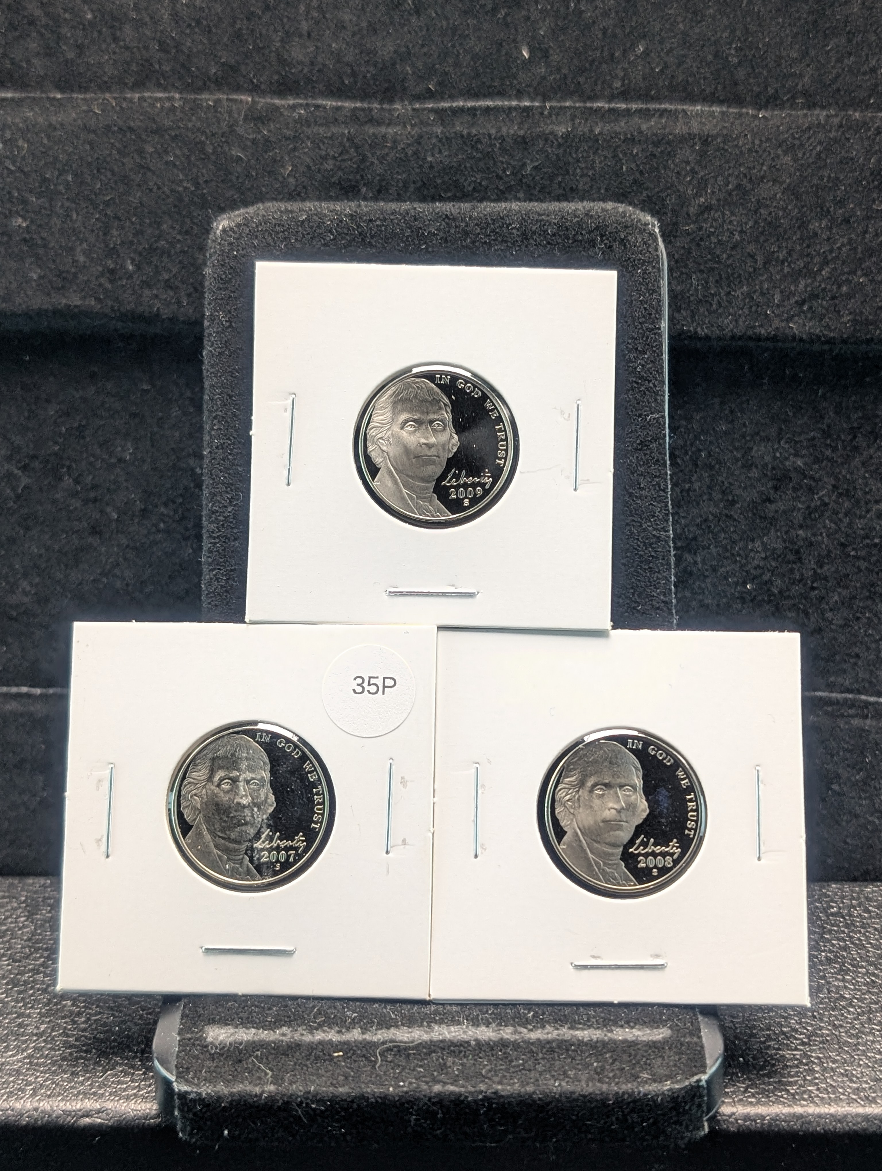 2007-S, 2008-S, & 2009-S Proof Jefferson Nickels w/Full Steps