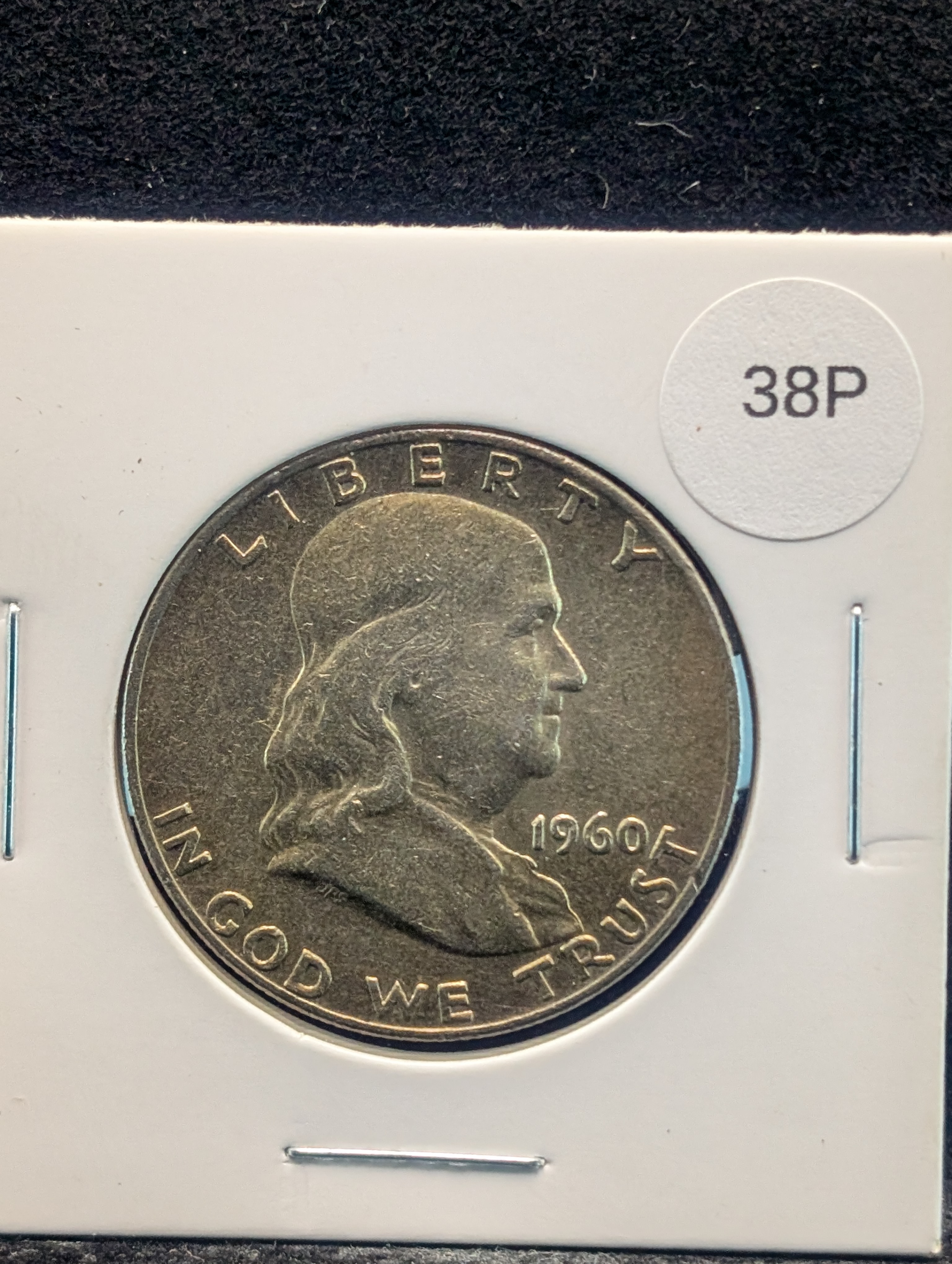 1960-D Franklin Half Dollar, 90% Silver, Light Toning