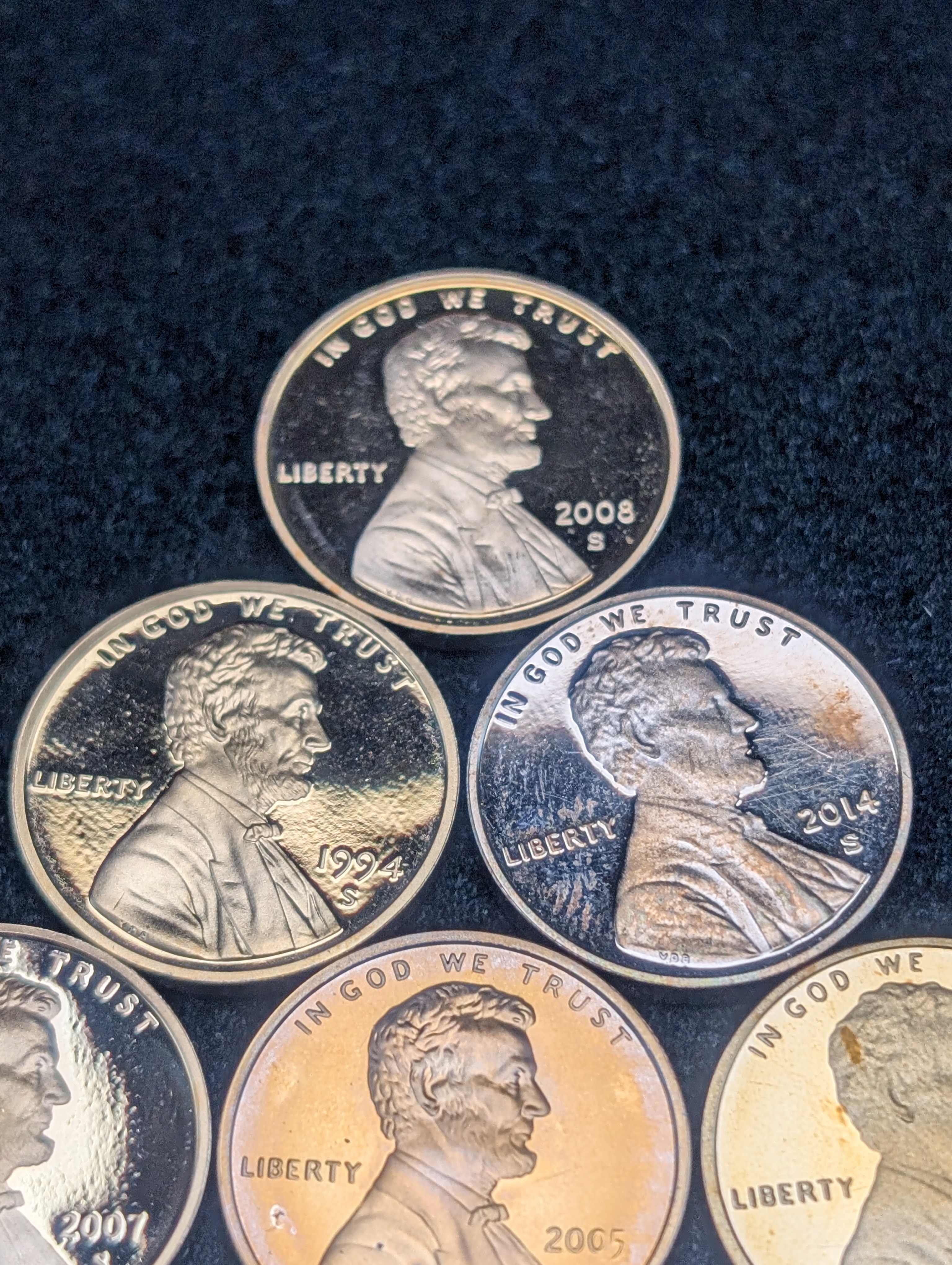 (10) Mixed Date Proof Lincoln Memorial & Shield Cents, No Duplicates