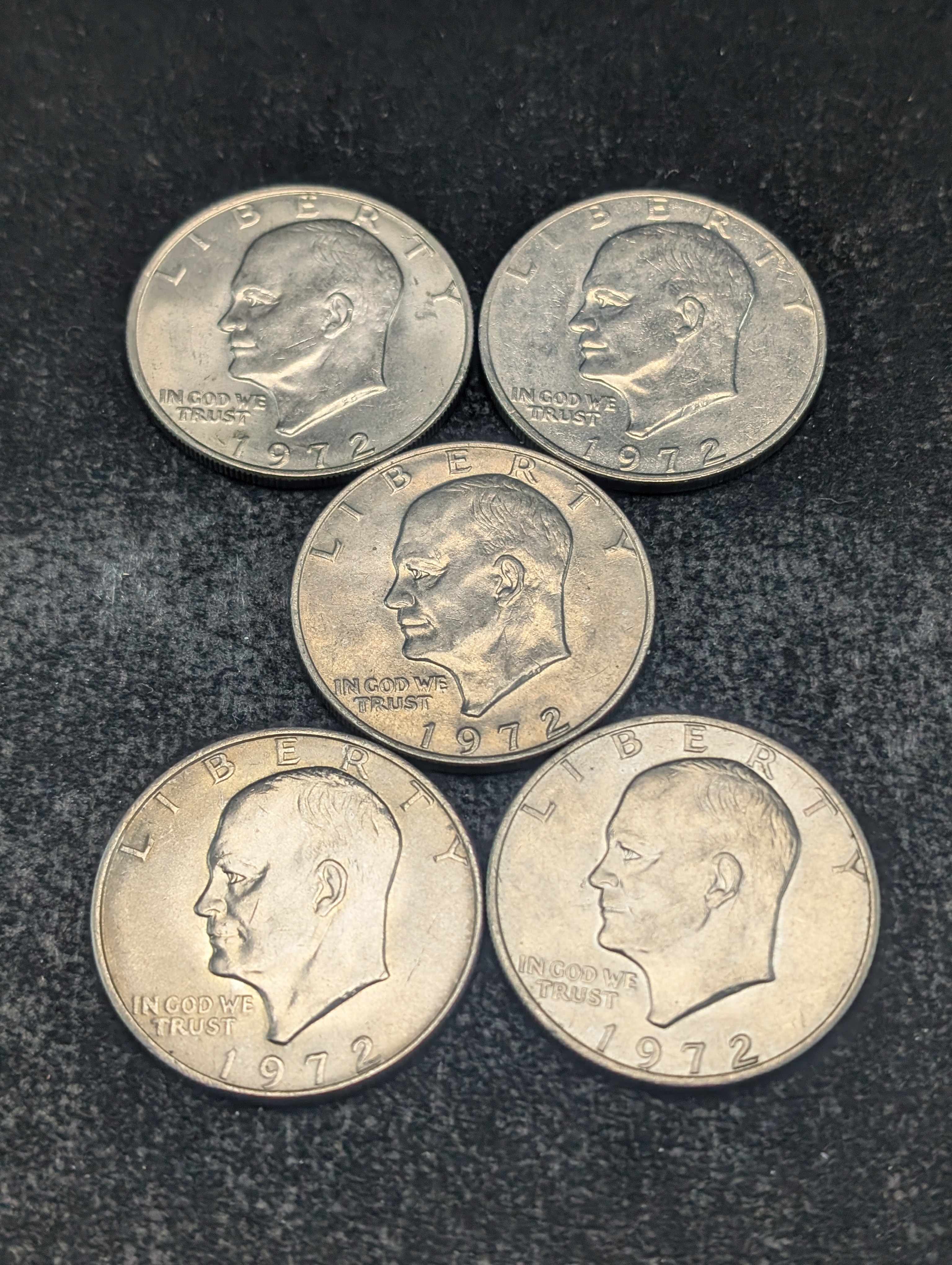 (5) 1972 Eisenhower Dollars