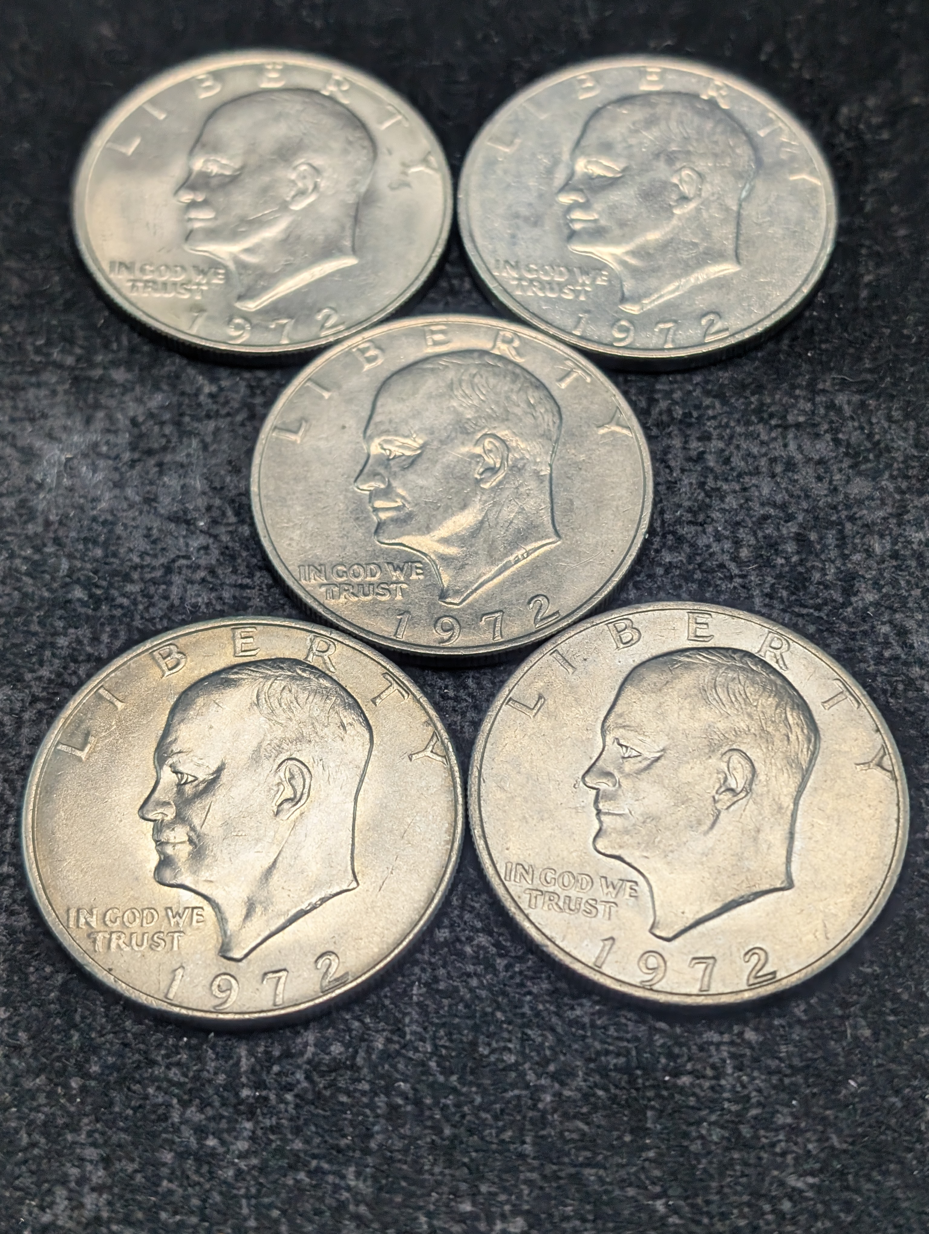 (5) 1972 Eisenhower Dollars
