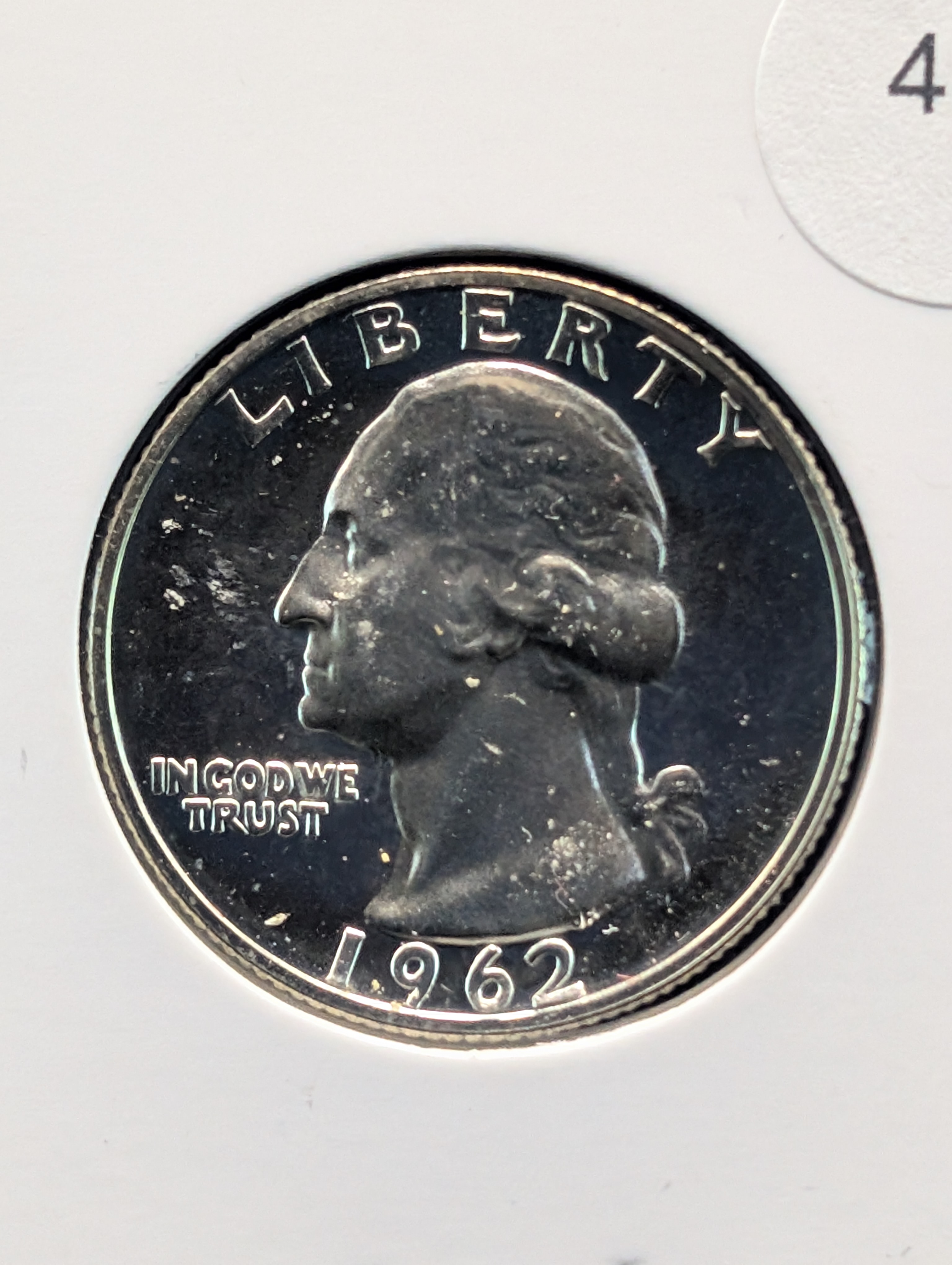 1962 Proof Washington Quarter, 90% Silver