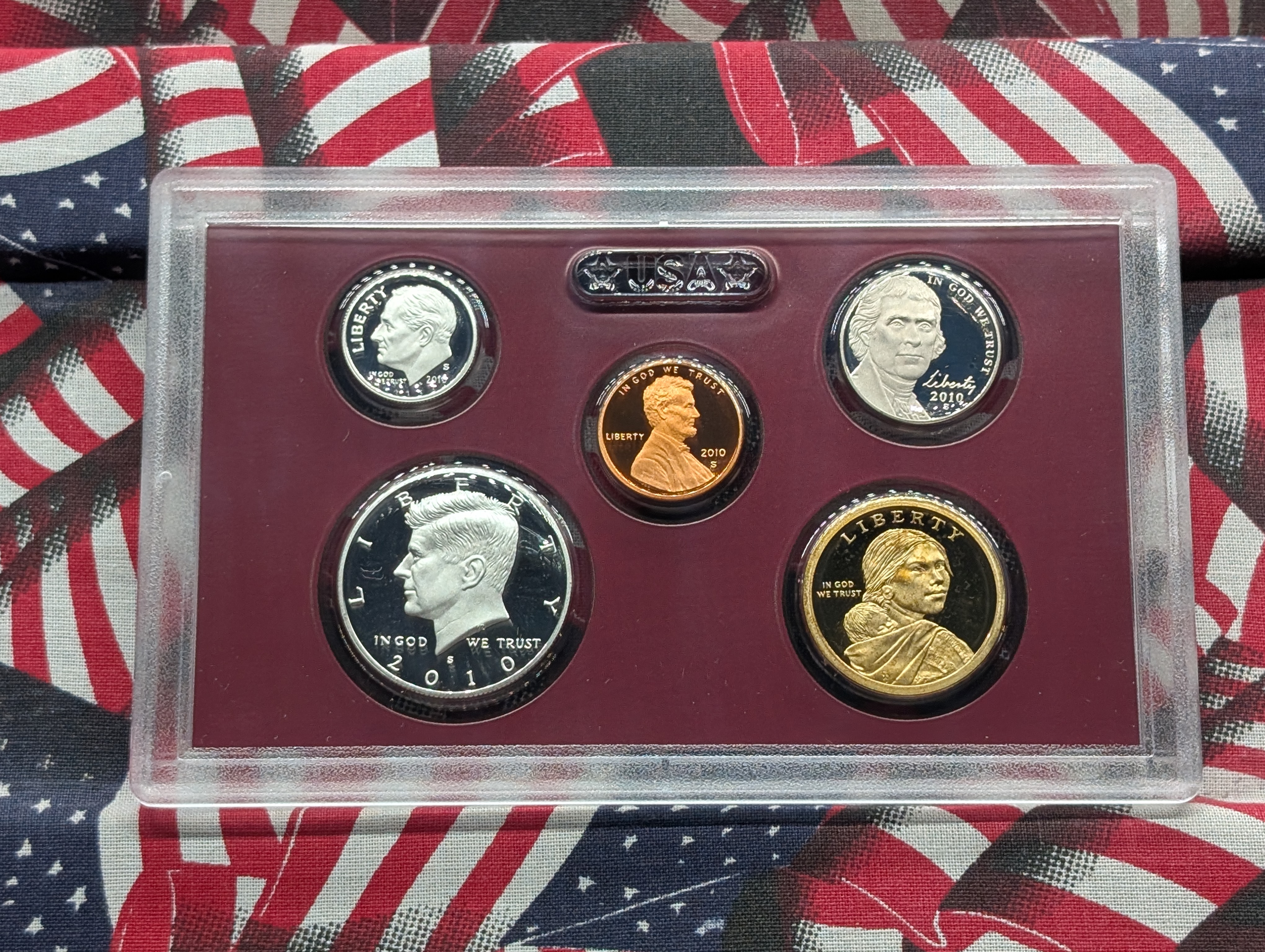 2010-S U.S. Mint Silver Proof Set In OGP With COA - Includes America The Beautiful 90% Silver Quarters & Four Presidential Dollars - 7 Total