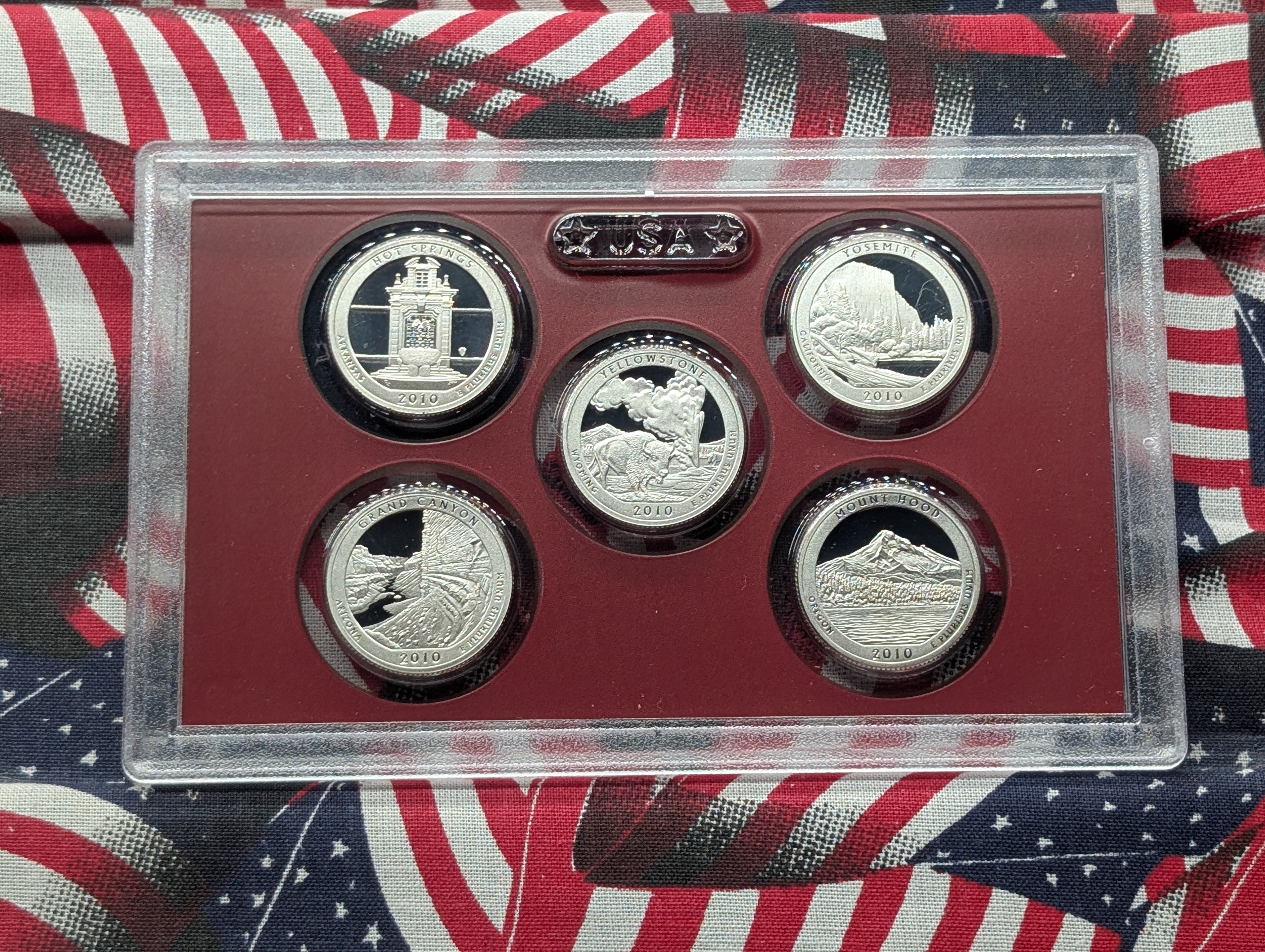 2010-S U.S. Mint Silver Proof Set In OGP With COA - Includes America The Beautiful 90% Silver Quarters & Four Presidential Dollars - 7 Total