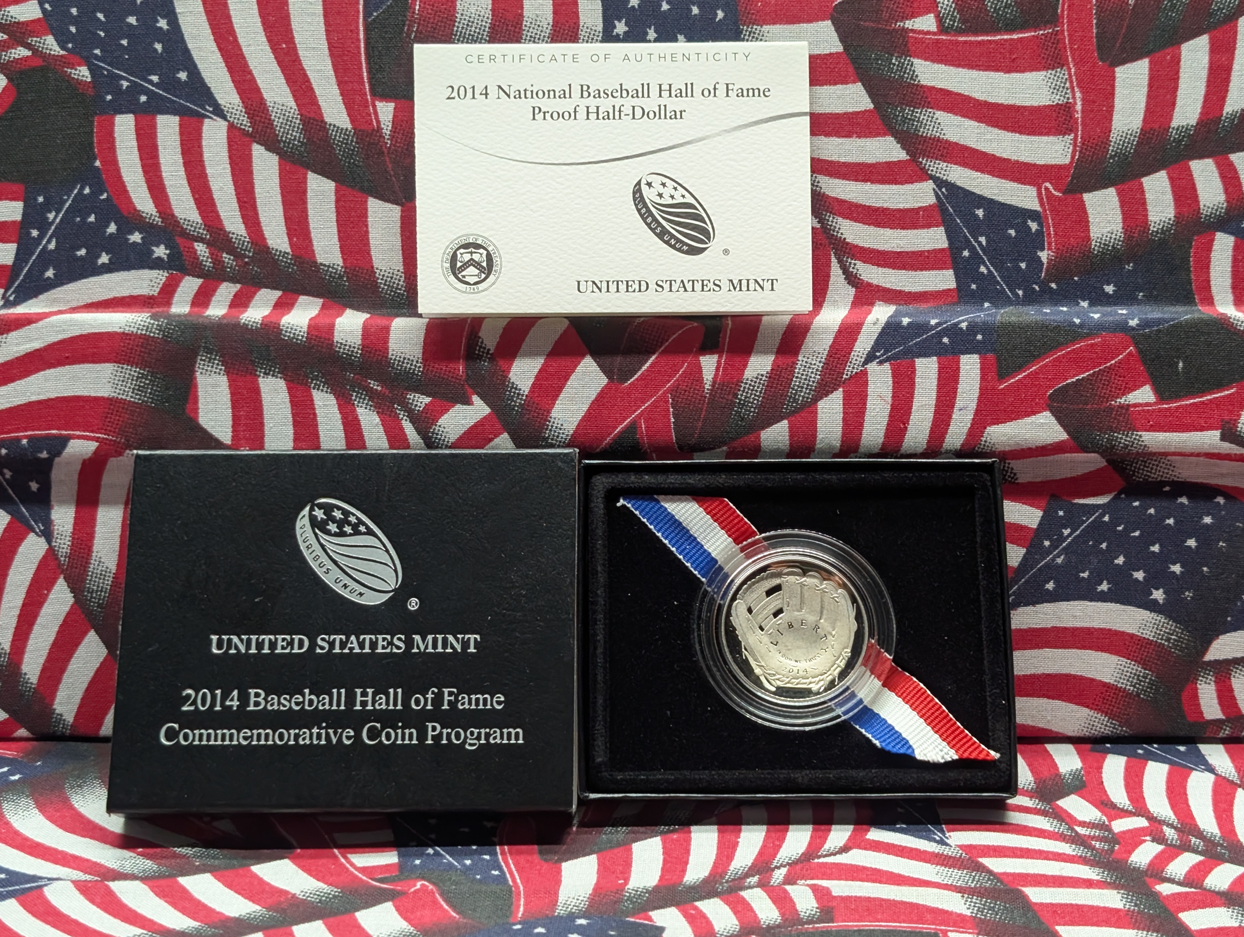 2014-S Proof Baseball Hall of Fame Commemorative Clad Half Dollar, Curved Design, in OGP with COA