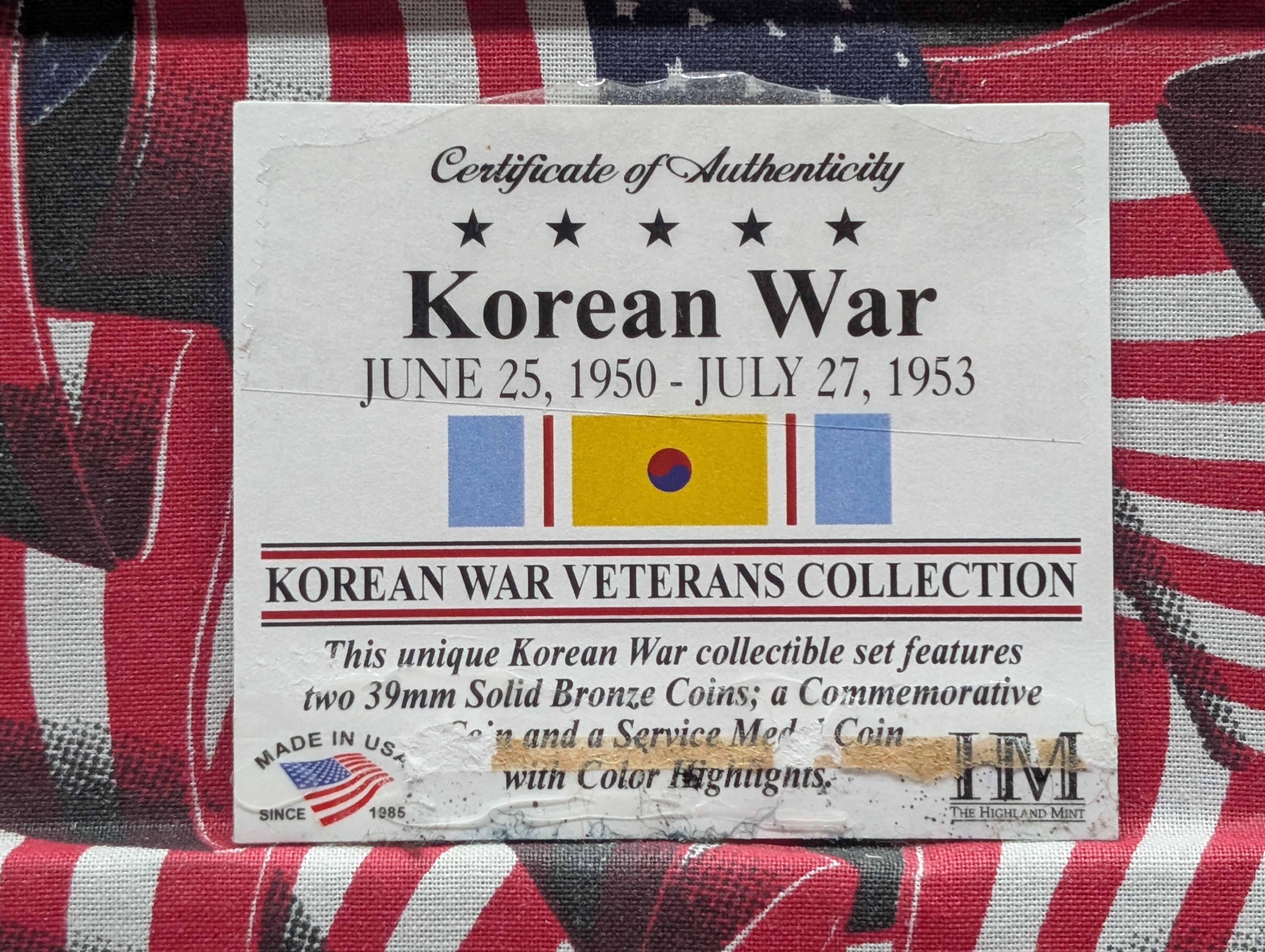 Korean War Veterans Collection, Two Solid Bronze Medals