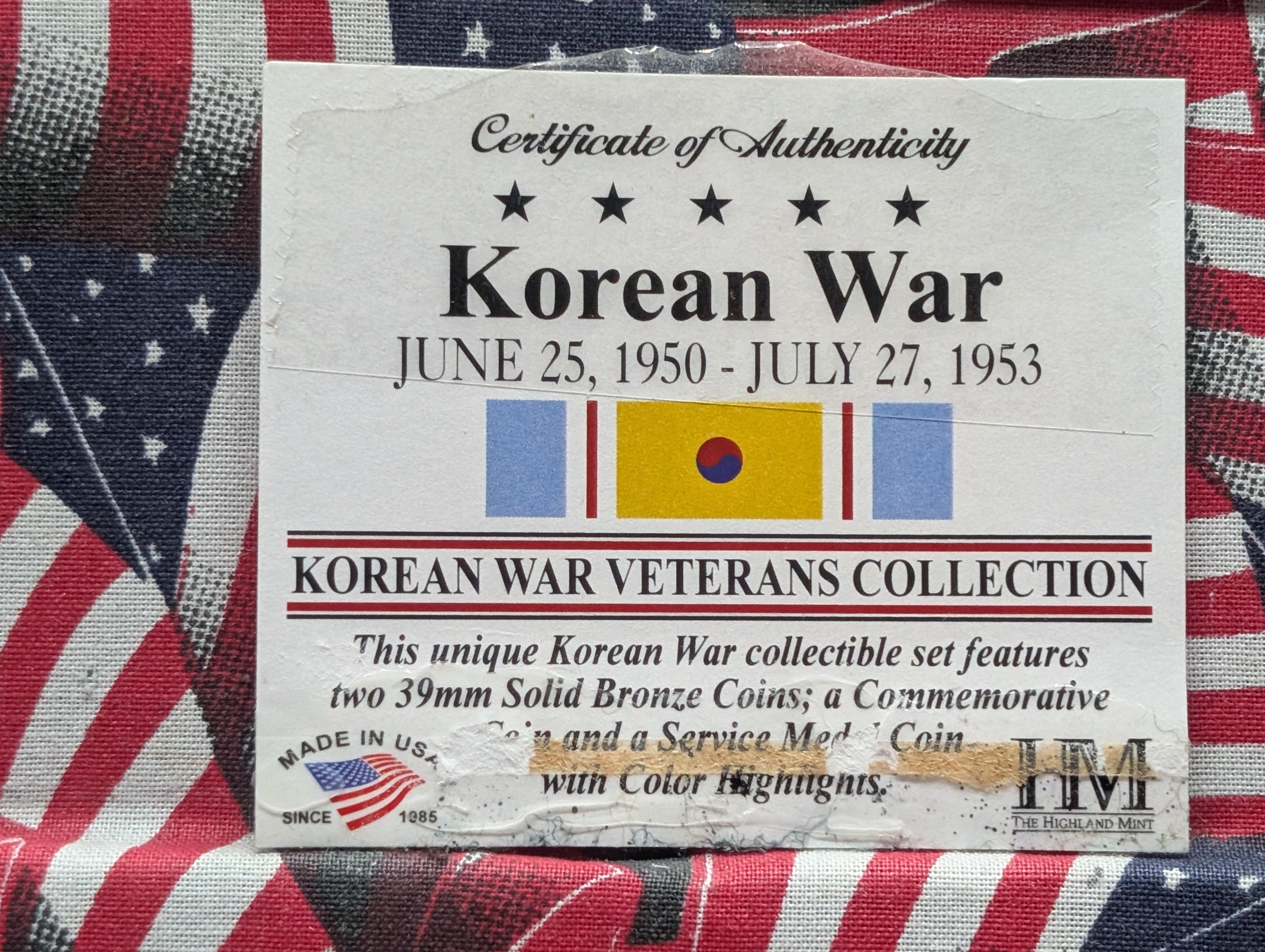 Korean War Veterans Collection, Two Solid Bronze Medals