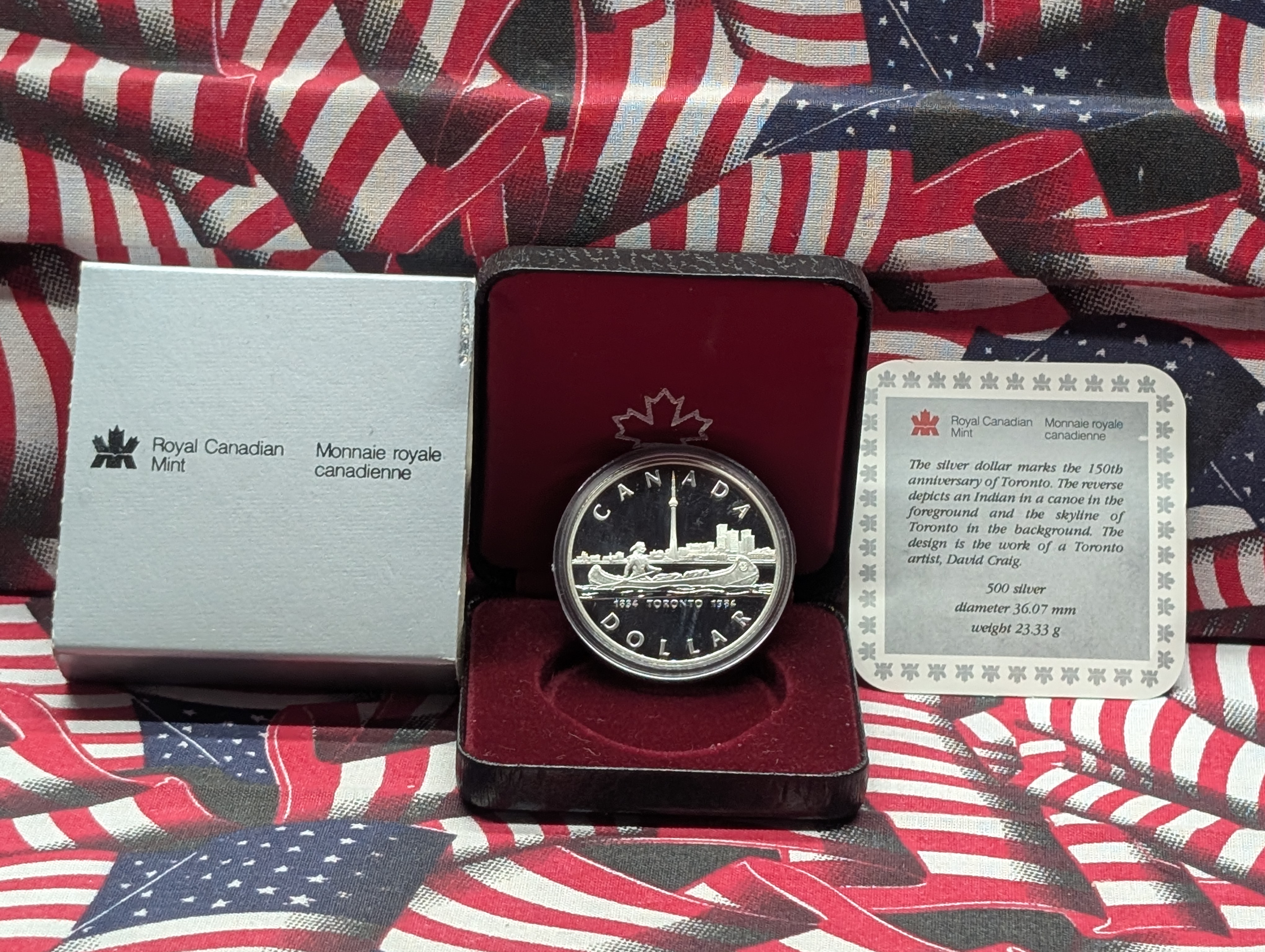 1984 Canada Silver Dollar, 50% Silver, Issued by the Royal Canadian Mint as the Toronto Sesquicentennial commemorative dollar