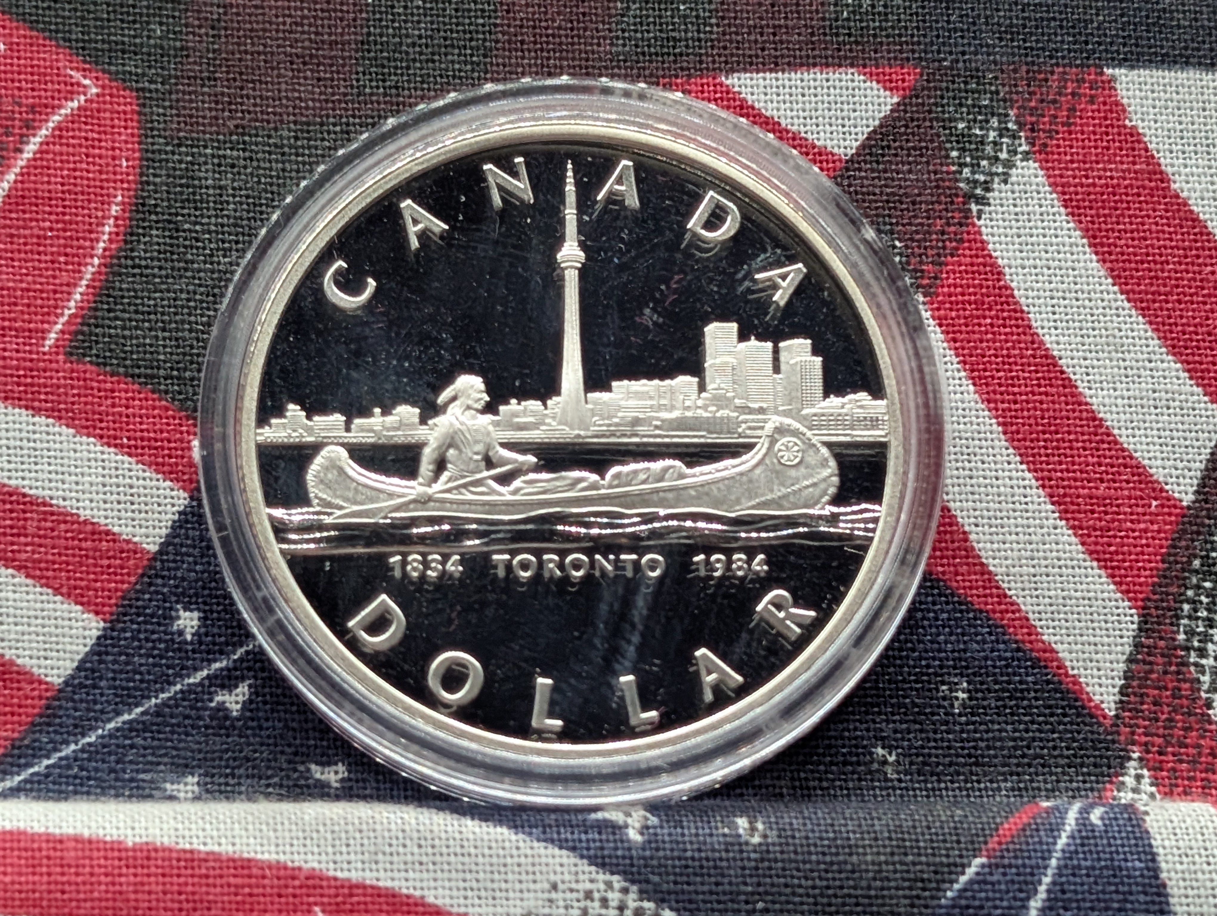 1984 Canada Silver Dollar, 50% Silver, Issued by the Royal Canadian Mint as the Toronto Sesquicentennial commemorative dollar