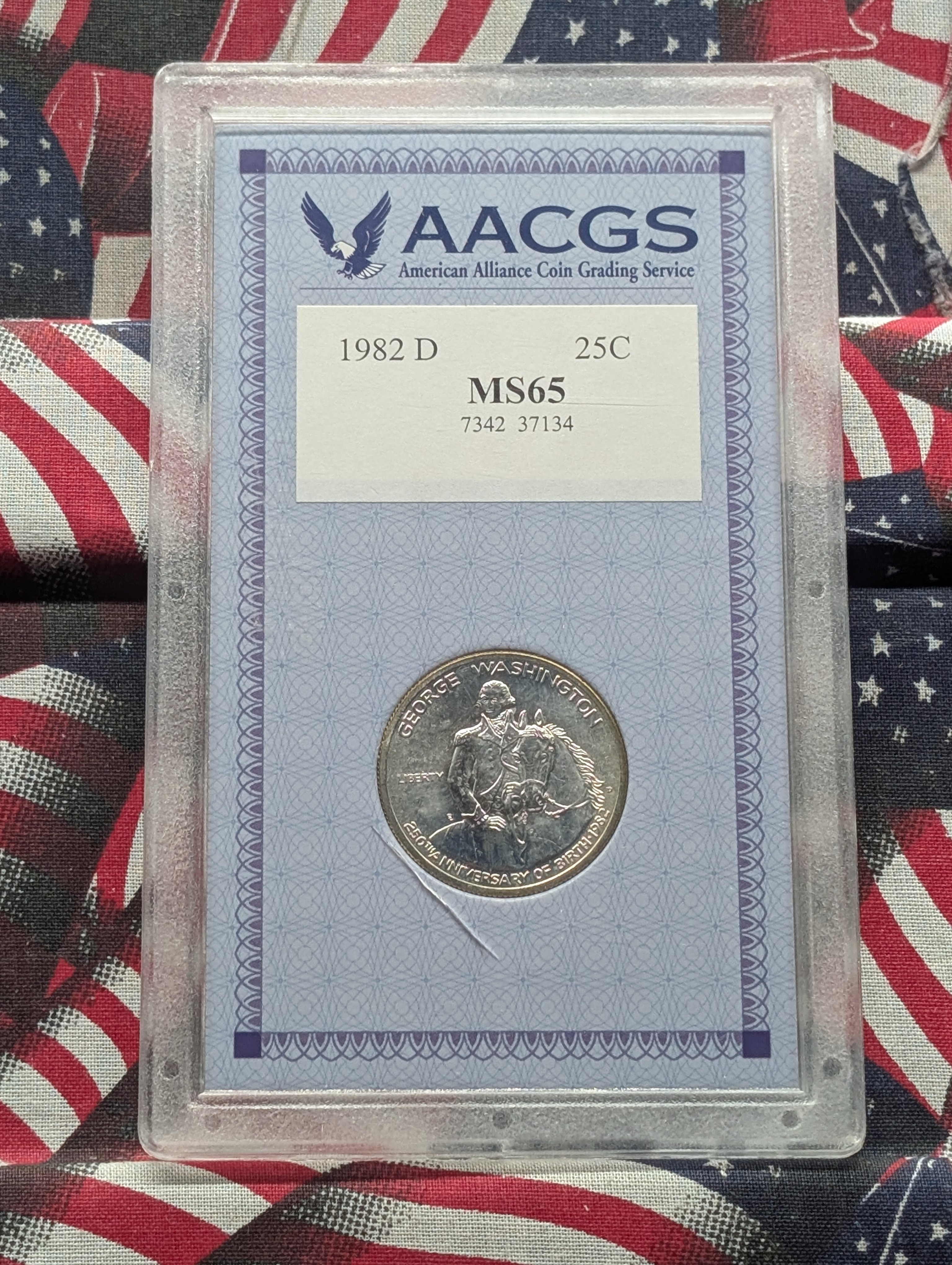 1982-D George Washington Commemorative 90% Silver Half Dollar AACGS MS65