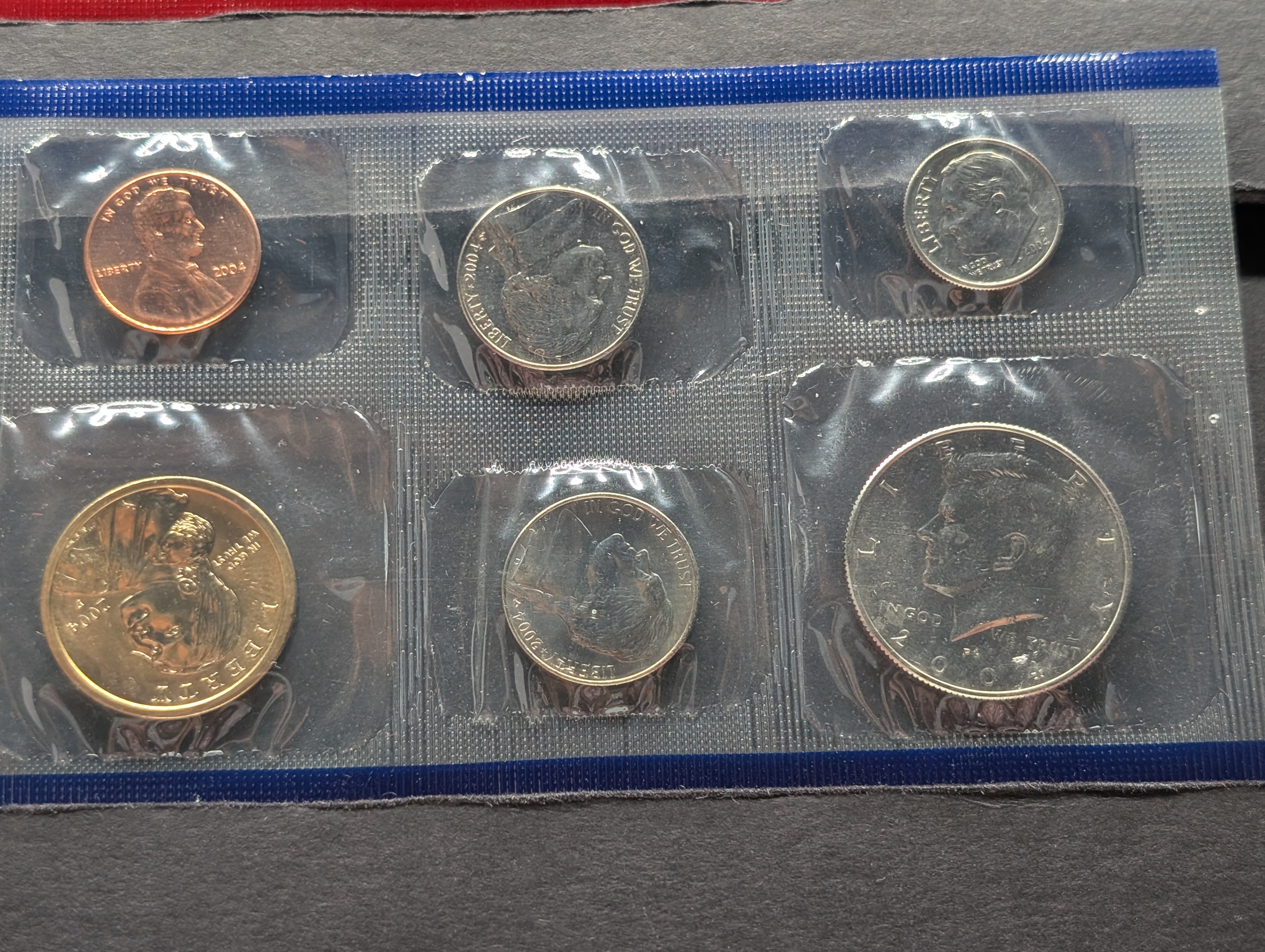 Partial 2004 P&D U.S. Mint Uncirculated Coin Set, No Quarters - NO ENVELOPE