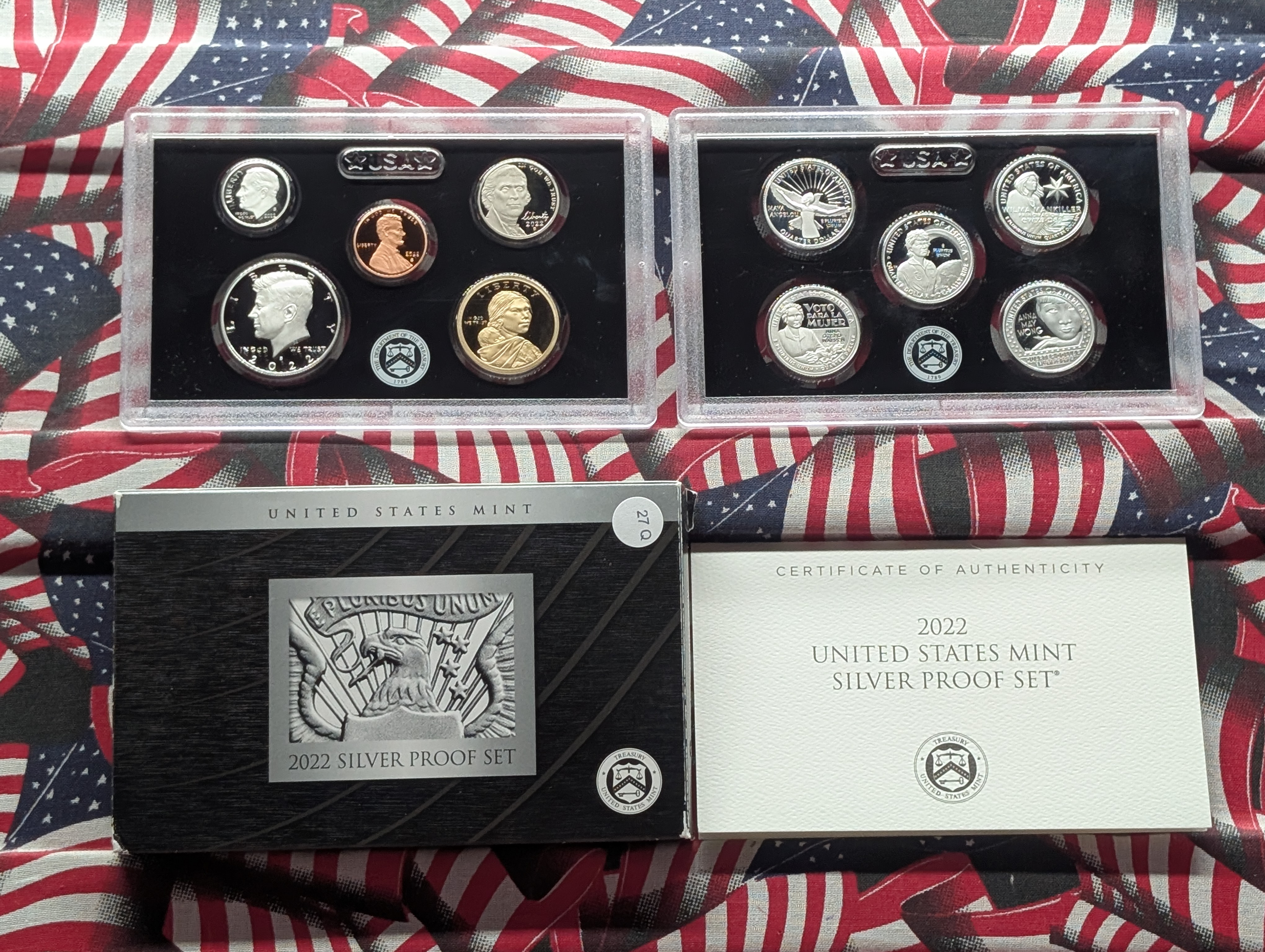 2022-S U.S. Mint Silver Proof Set In OGP With COA - Contains Seven 90% Silver Coins & The Ely S. Parker Sacagawea Dollar.