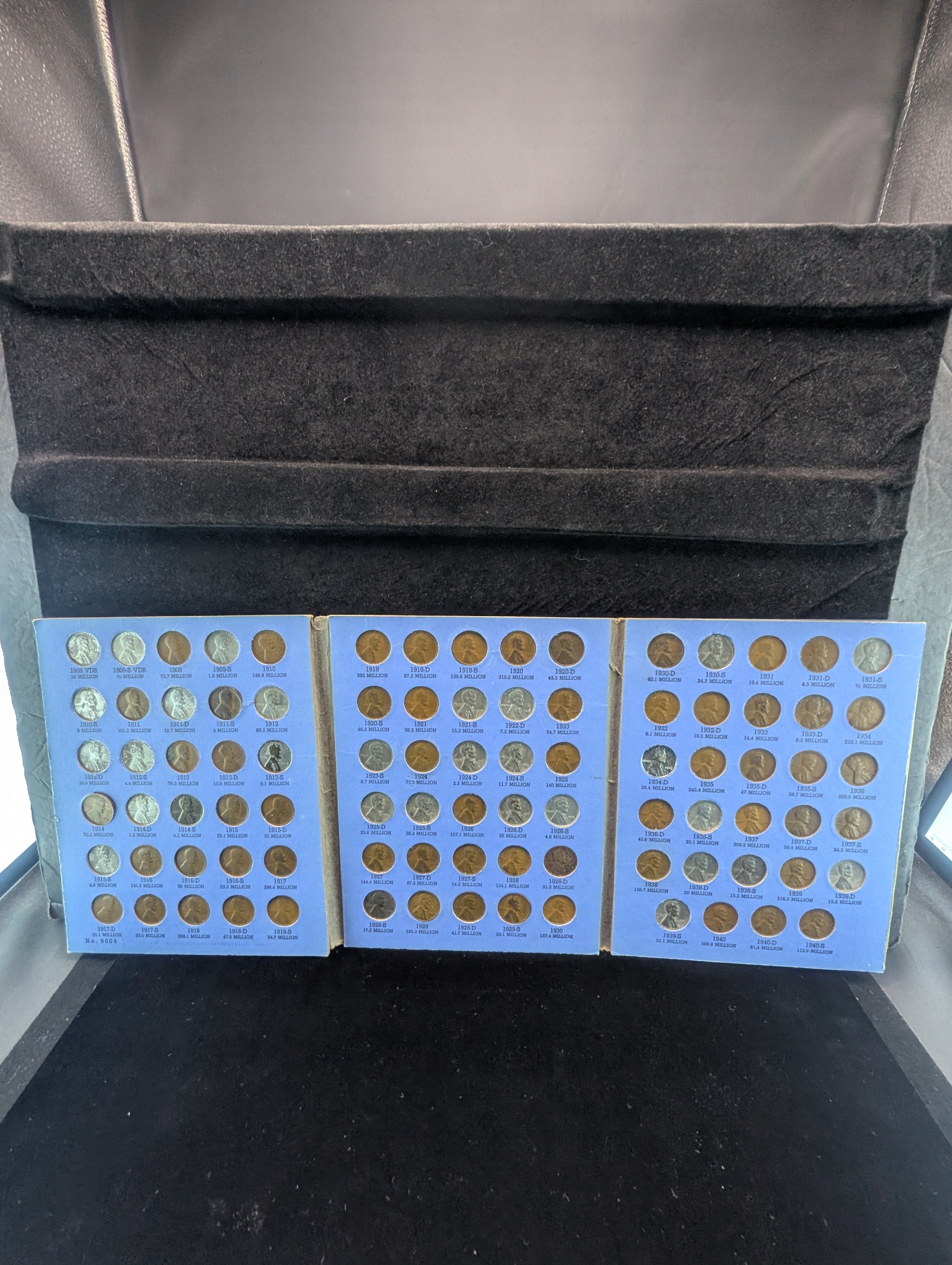 Lincoln Head Cent Collection, 89 Coins Not All There by Date, Filled in with 1943 Cents in Whitman Coin Folder