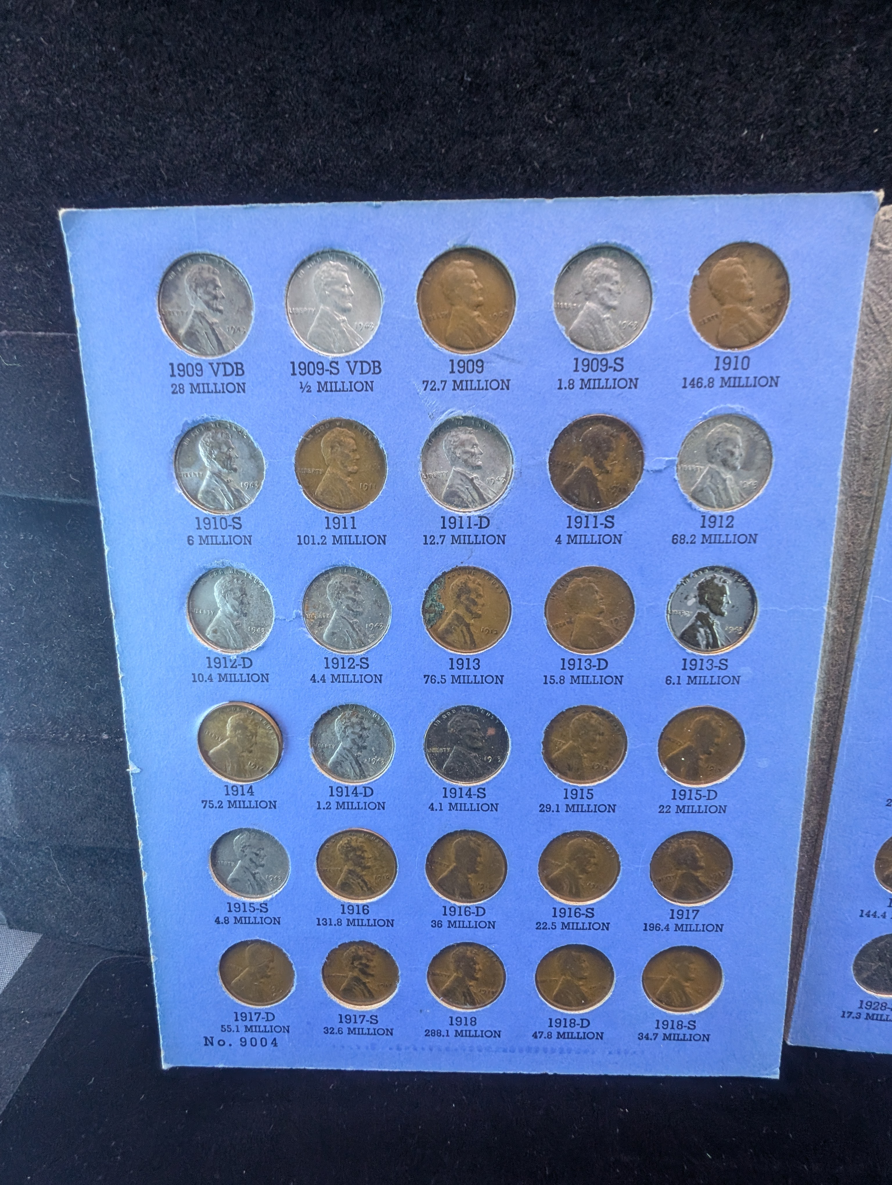 Lincoln Head Cent Collection, 89 Coins Not All There by Date, Filled in with 1943 Cents in Whitman Coin Folder