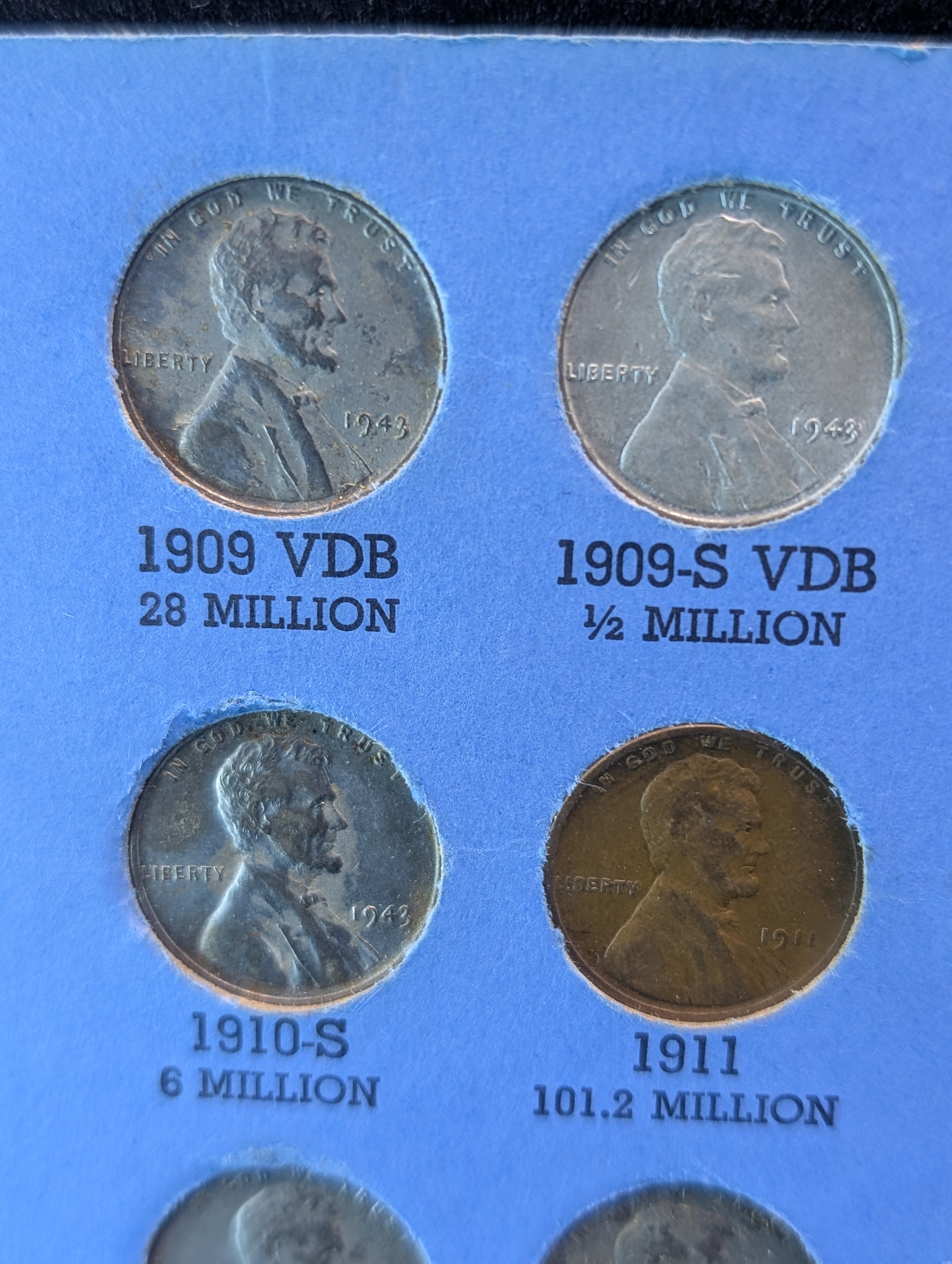 Lincoln Head Cent Collection, 89 Coins Not All There by Date, Filled in with 1943 Cents in Whitman Coin Folder