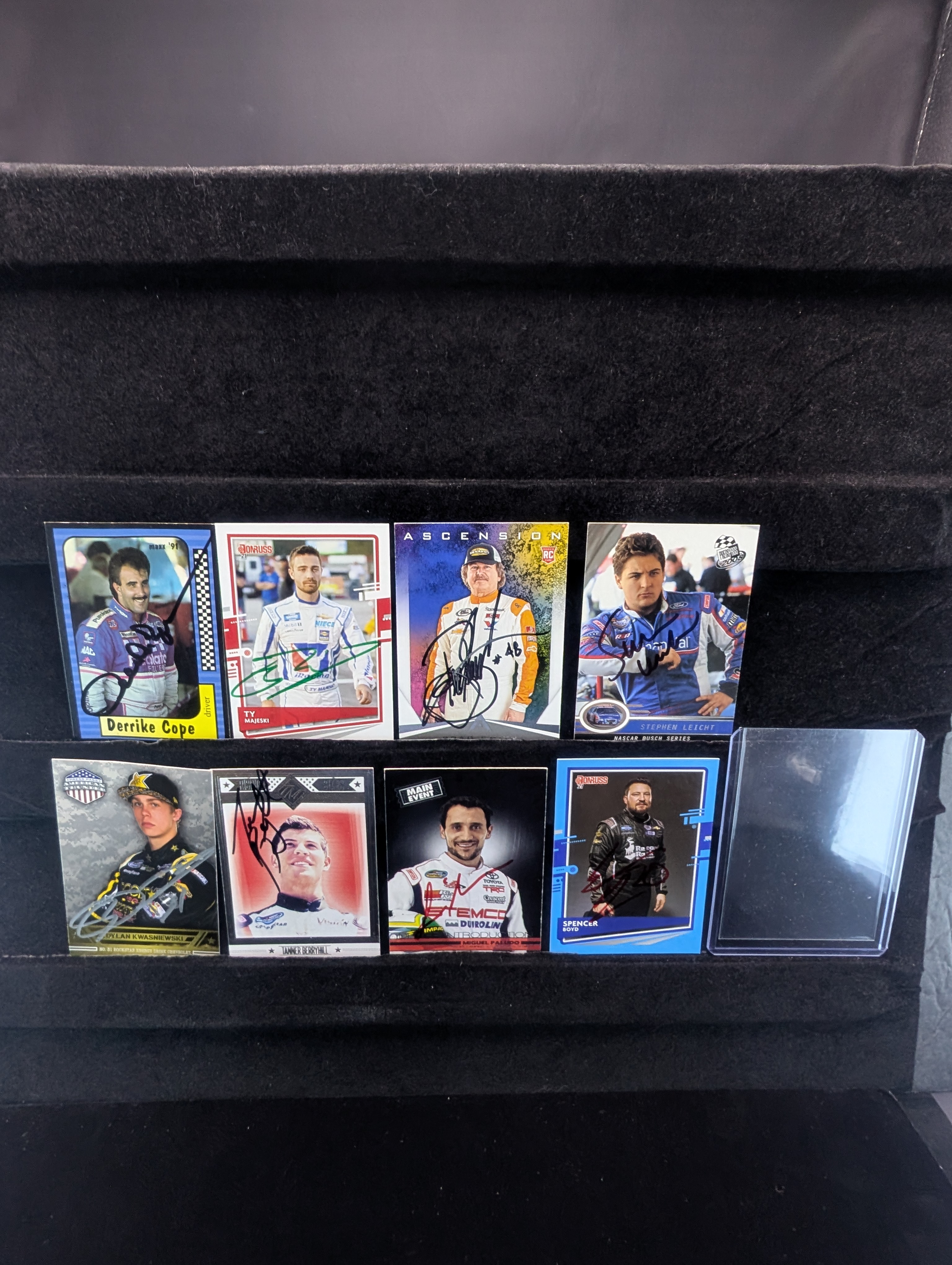 (8) Racing In Person Autographed Cards - Derrike Cope, Brad Smith, Spencer Boyd - No COA