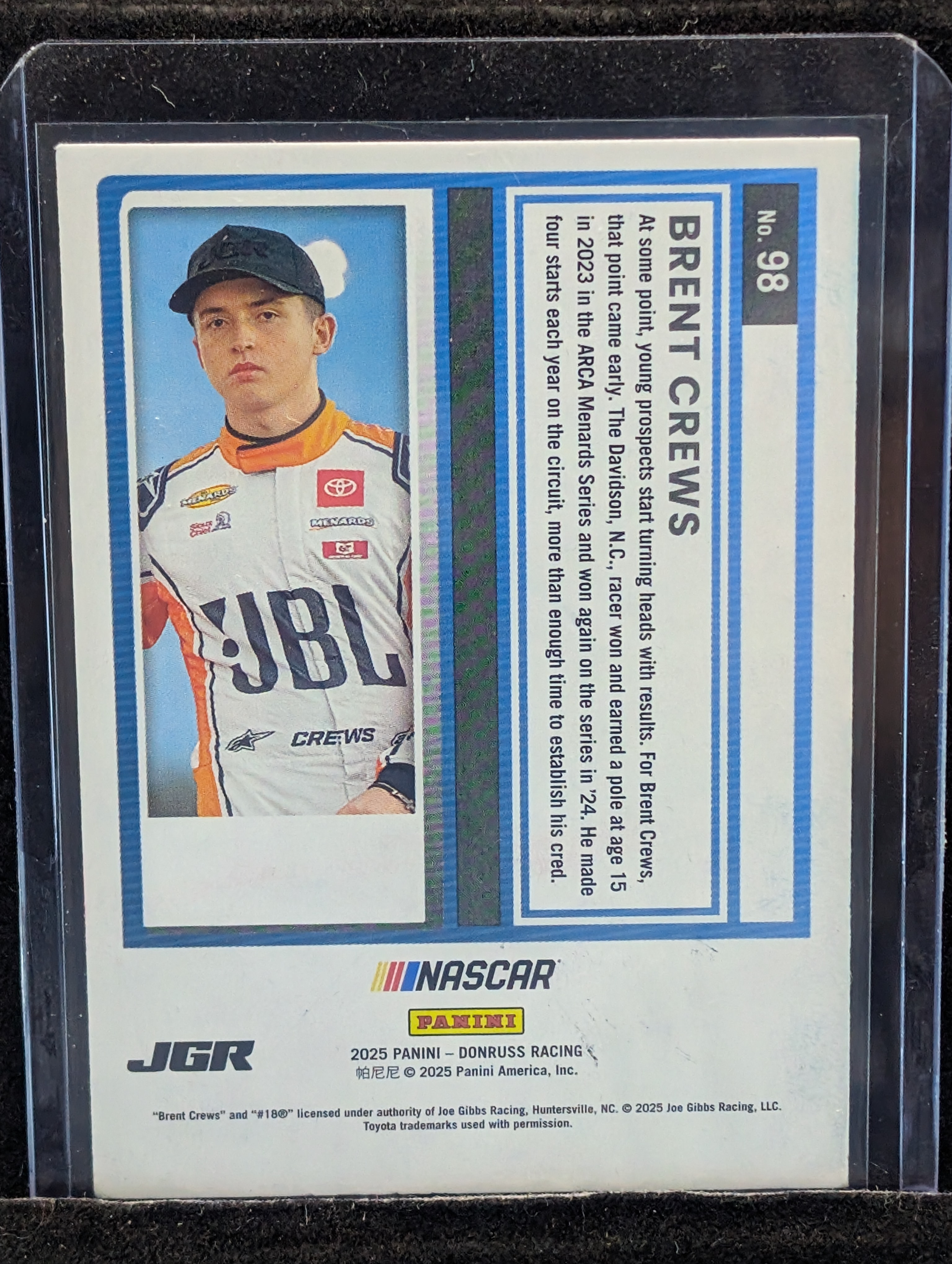 2025 Panini Donruss Racing Brent Crews RC Blue/Red In Person Autograph #98 - No COA