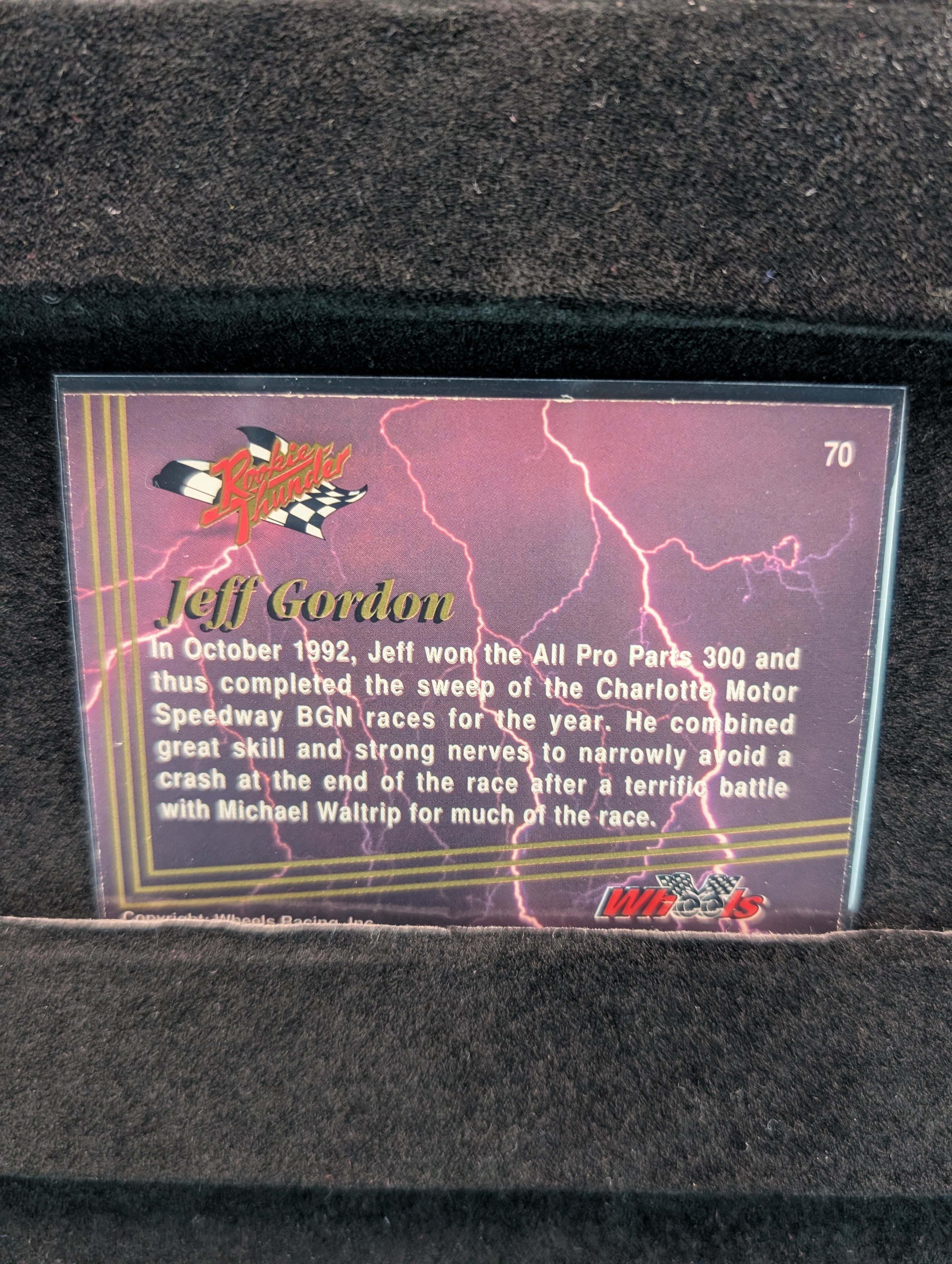 1992 Wheels Rookie Thunder Racing Jeff Gordon In Person Autograph - No COA