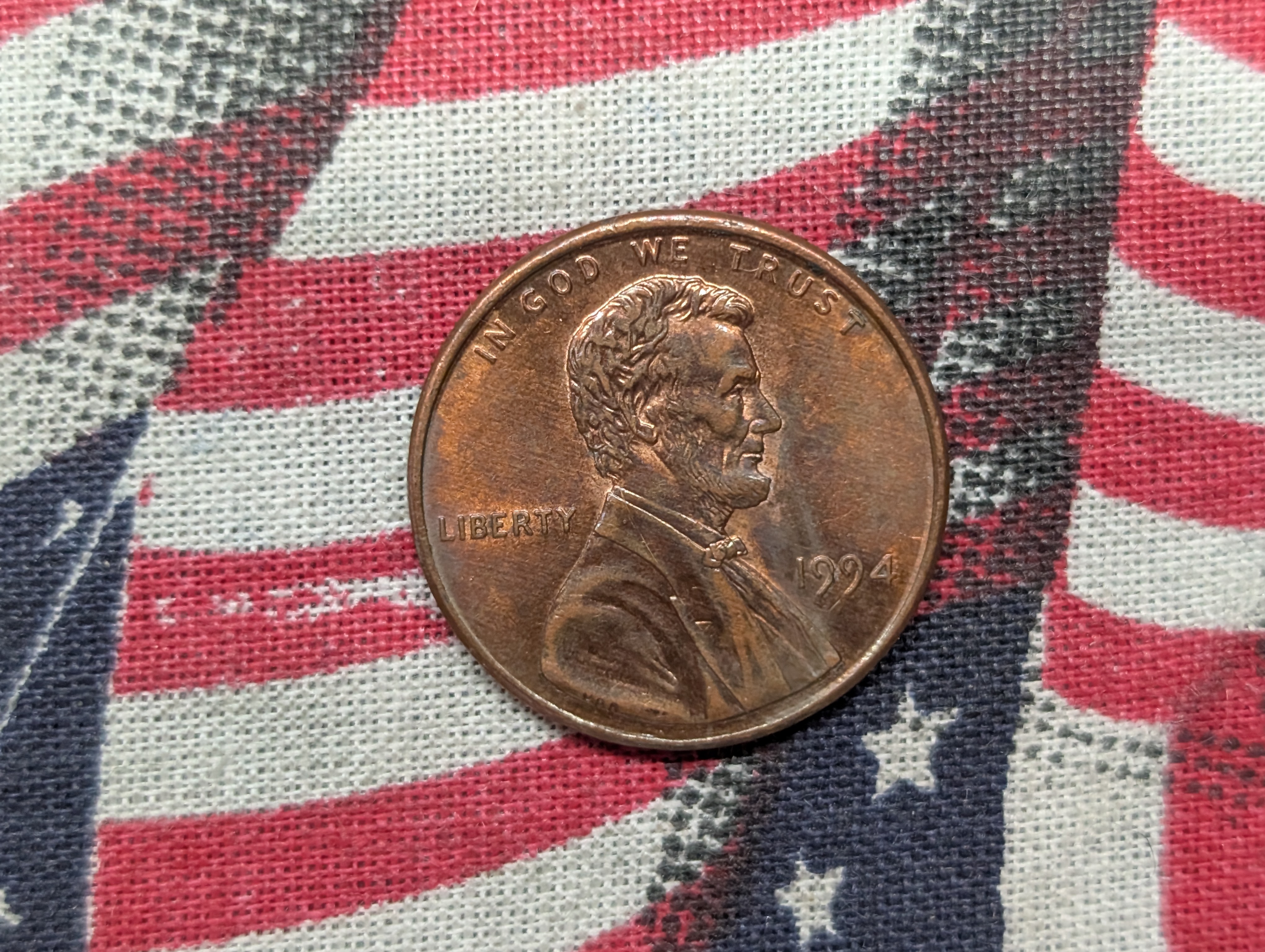 ERROR - 1994 Lincoln Memorial Cent, Printed Through Plastic