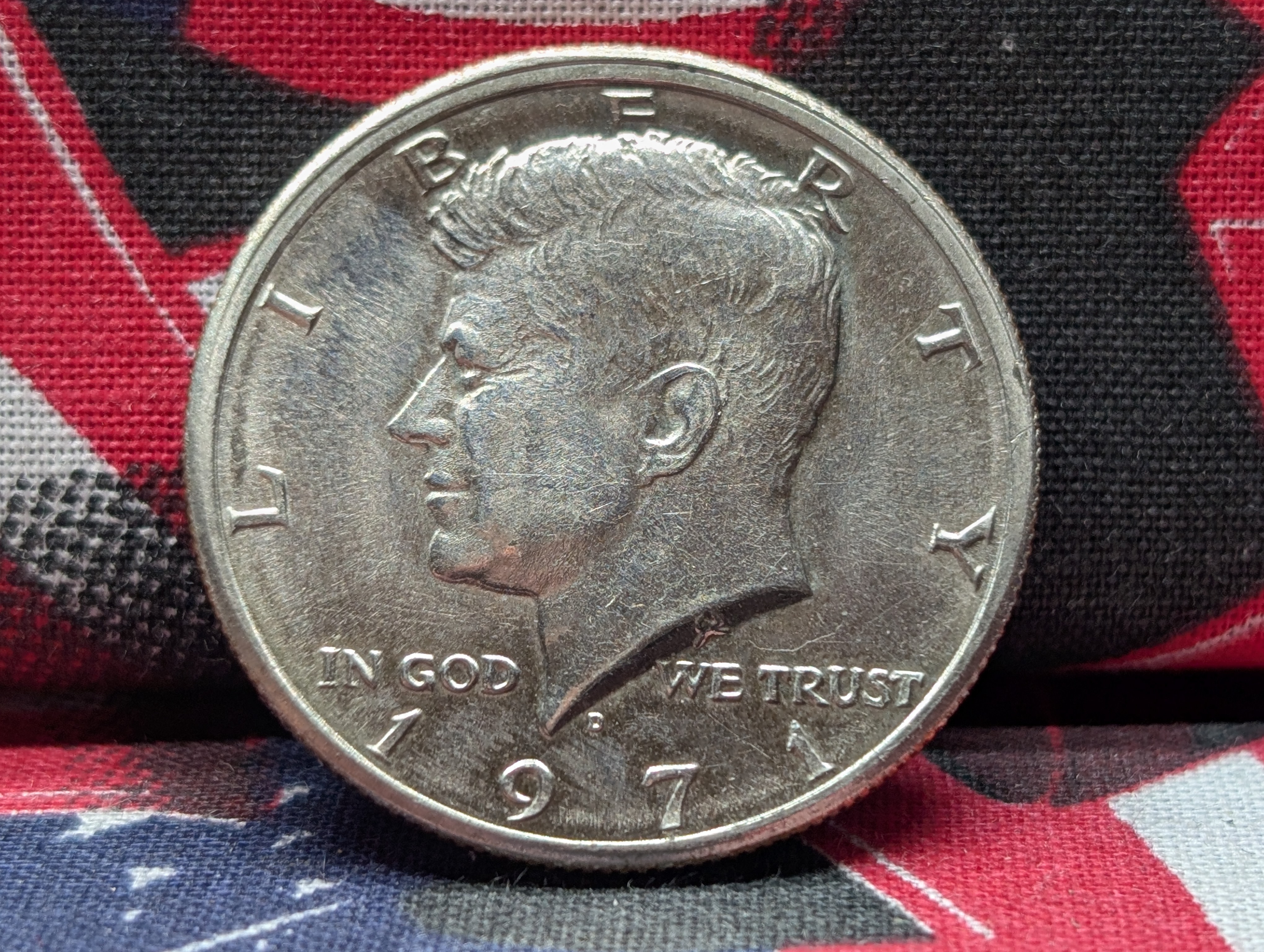 1971-D Kennedy Half Dollar, Misaligned Die- A lot of Original Luster